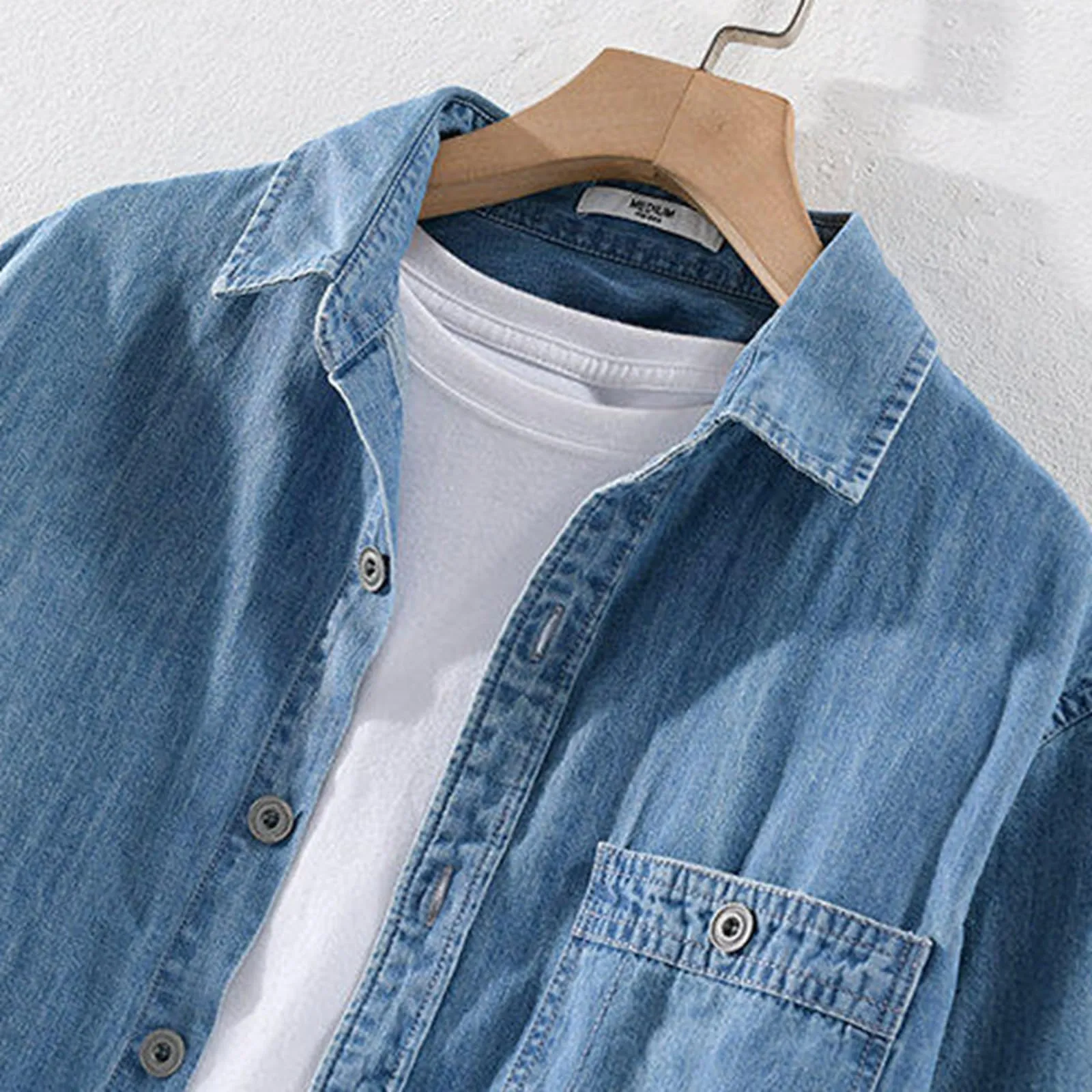 Generisch Camicia in jeans da uomo, Bu2, 3XL - immagine 4