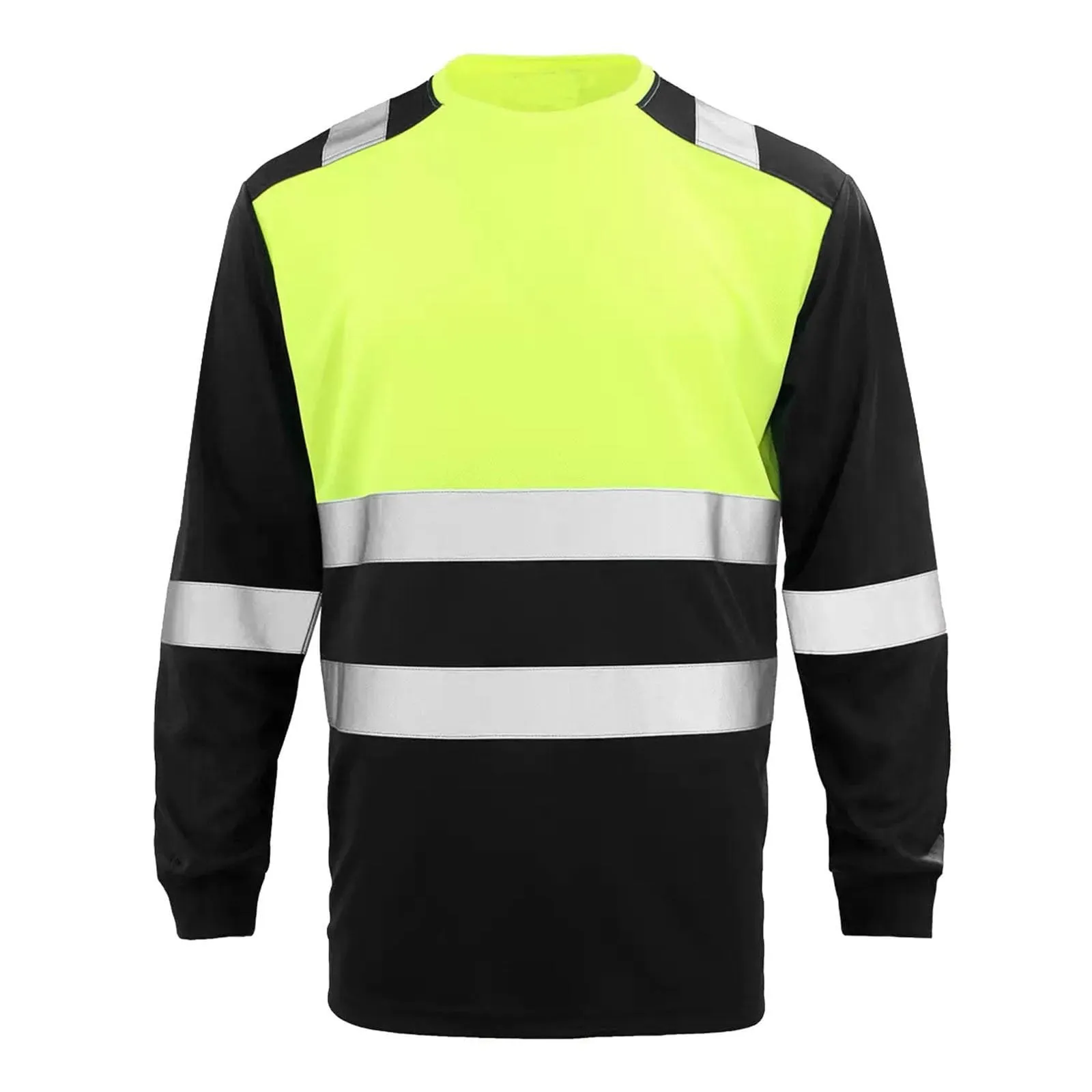 Generisch Hi Vis T Shirt da uomo Reflective Camicia da lavoro a maniche lunghe Strisce riflettenti Verde Menta S - immagine 1