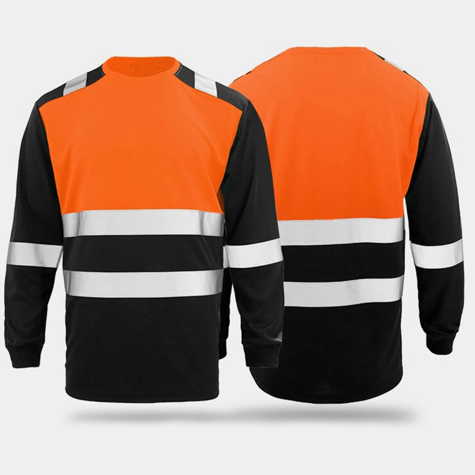 Generisch Hi Vis T-Shirt da Uomo Riflettente a Maniche Lunghe Arancione XXL - immagine 2