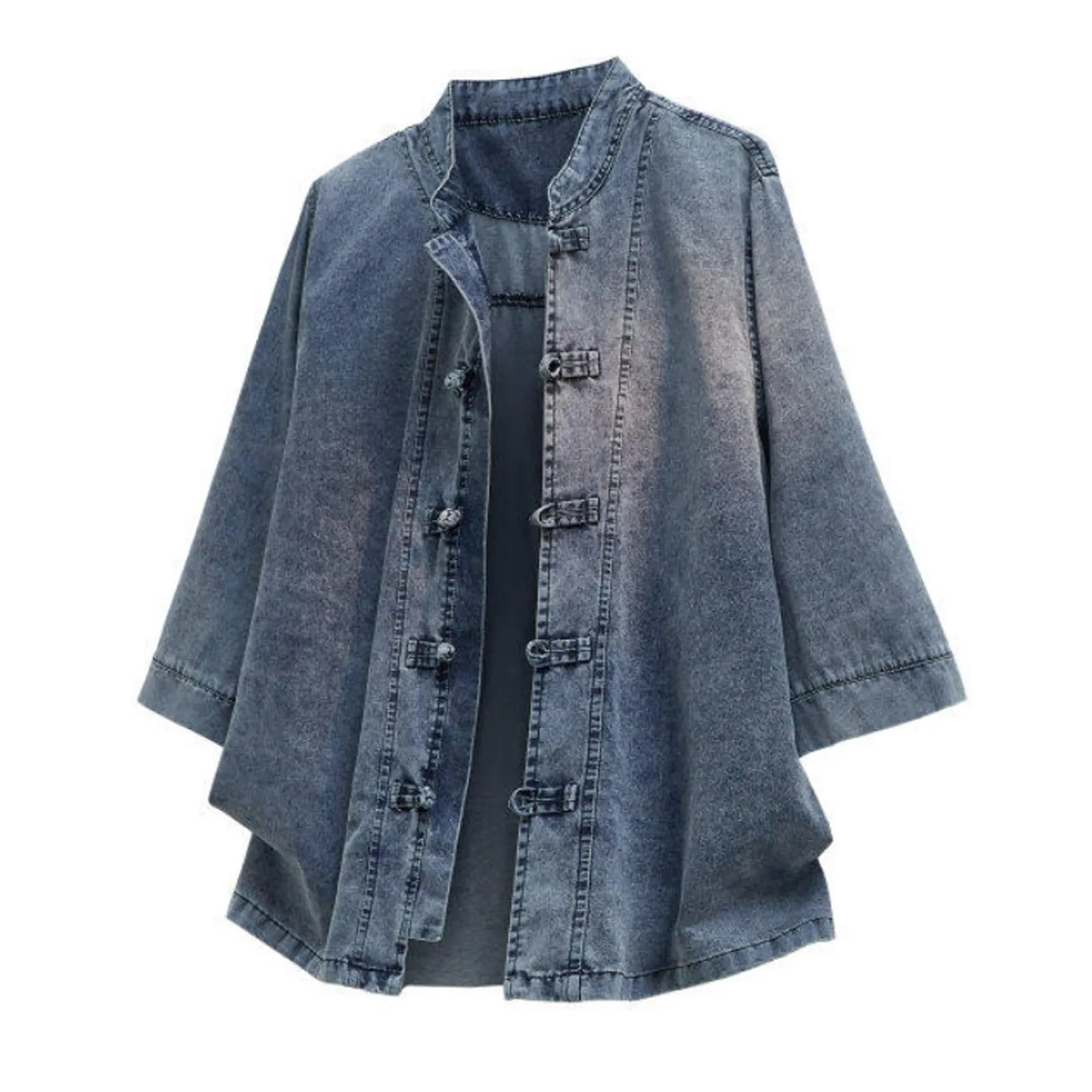 Generisch Camicia in Jeans da Uomo, S3 Blu, XXL - immagine 4
