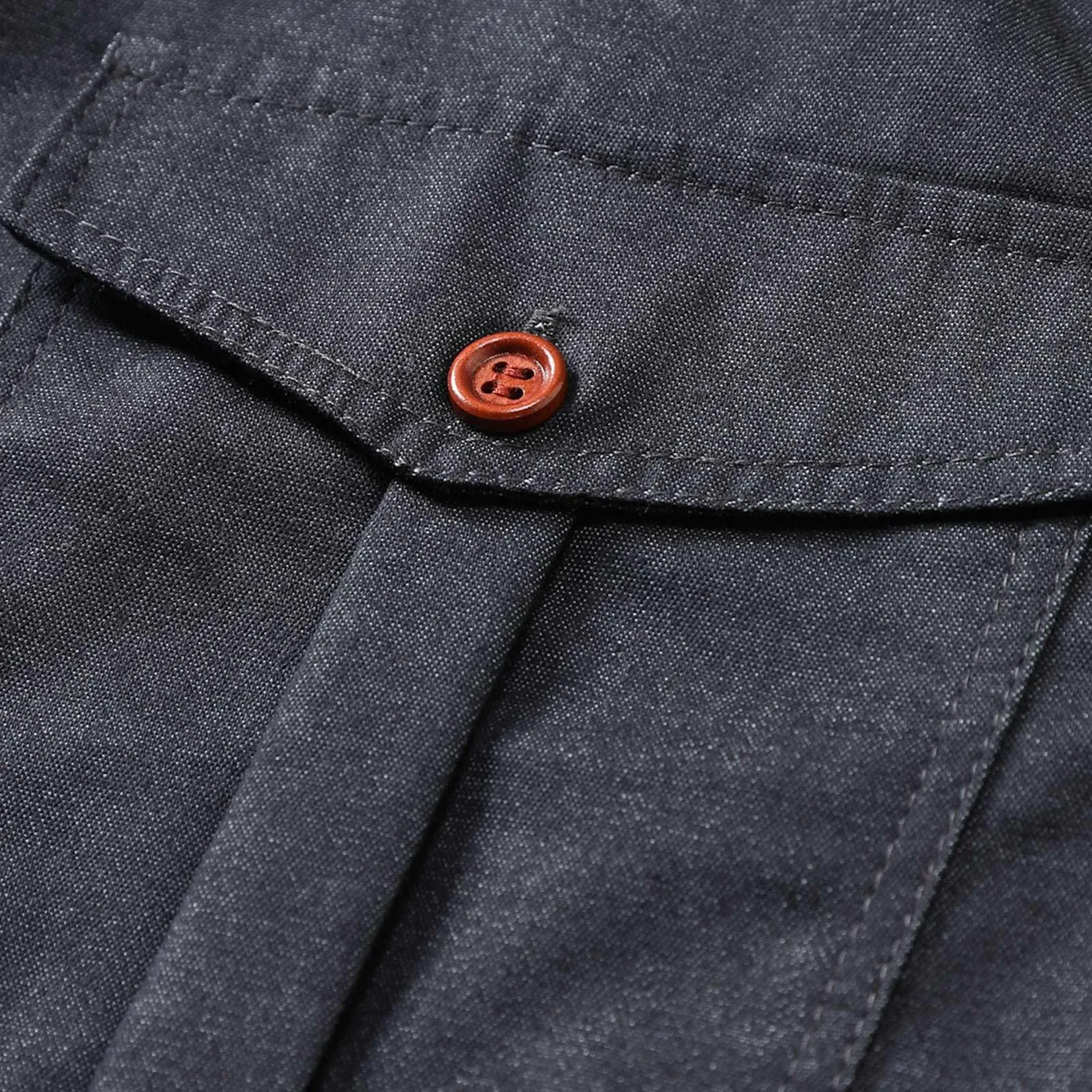Generisch Camicia in Jeans da Uomo, S4 Grigio, S - immagine 5
