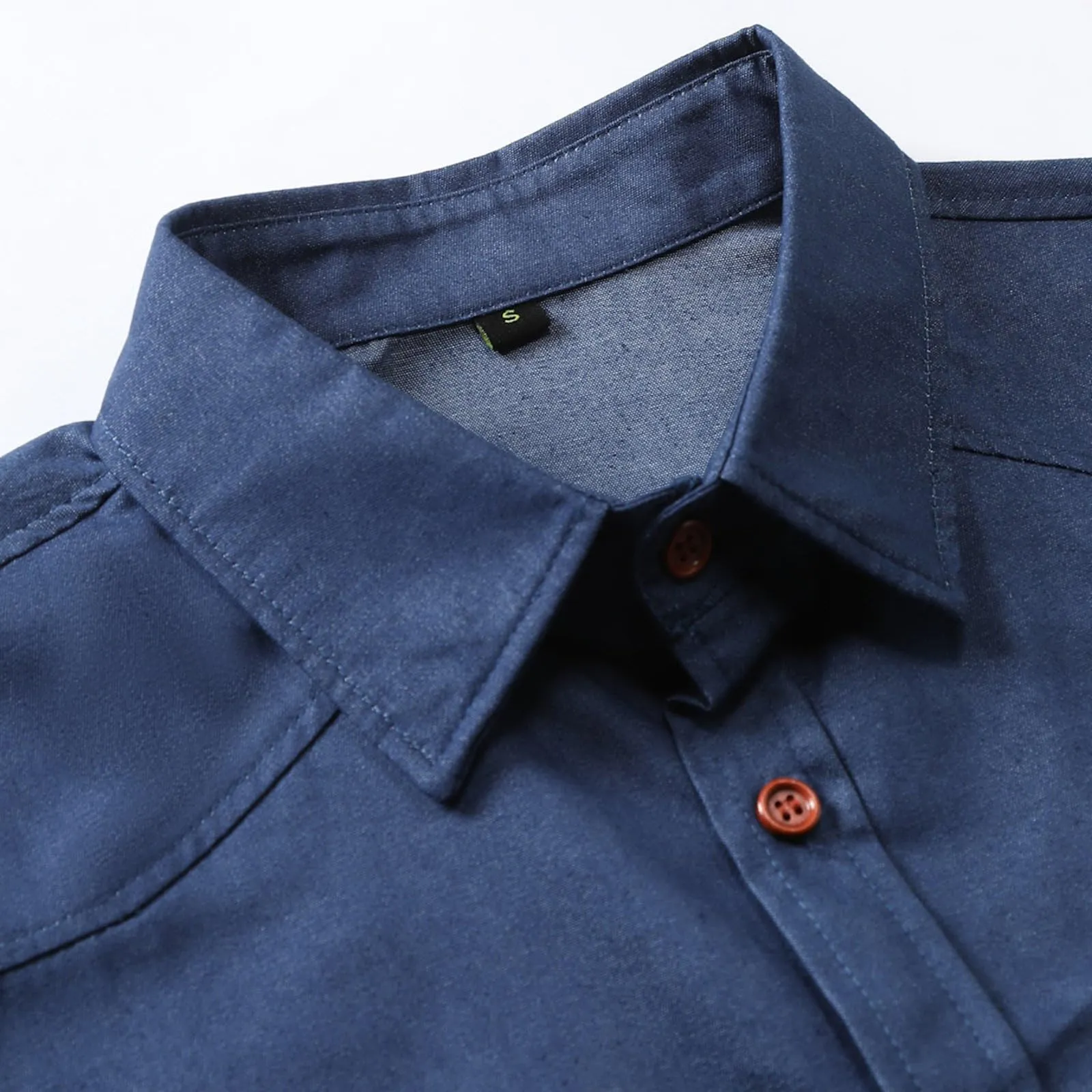 Generisch Camicia in jeans da uomo con bottoni, S, Blu - immagine 2