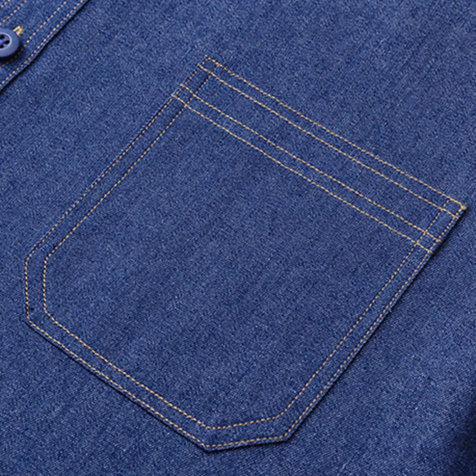 Generisch Camicia in Jeans da Uomo con Tasca sul Petto, Taglia XL, Blu - immagine 7