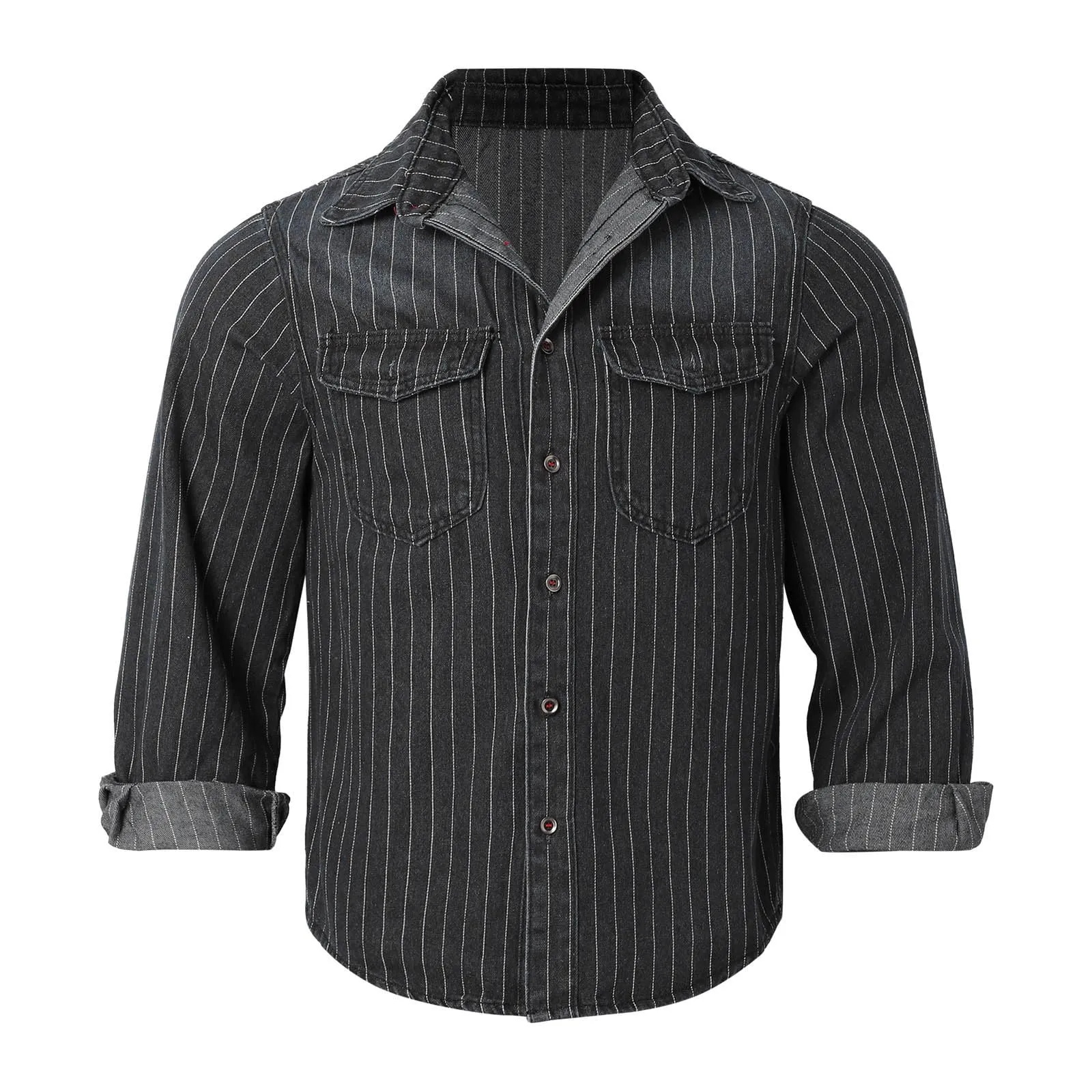 Generisch Camicia in jeans da uomo a maniche lunghe - immagine 5