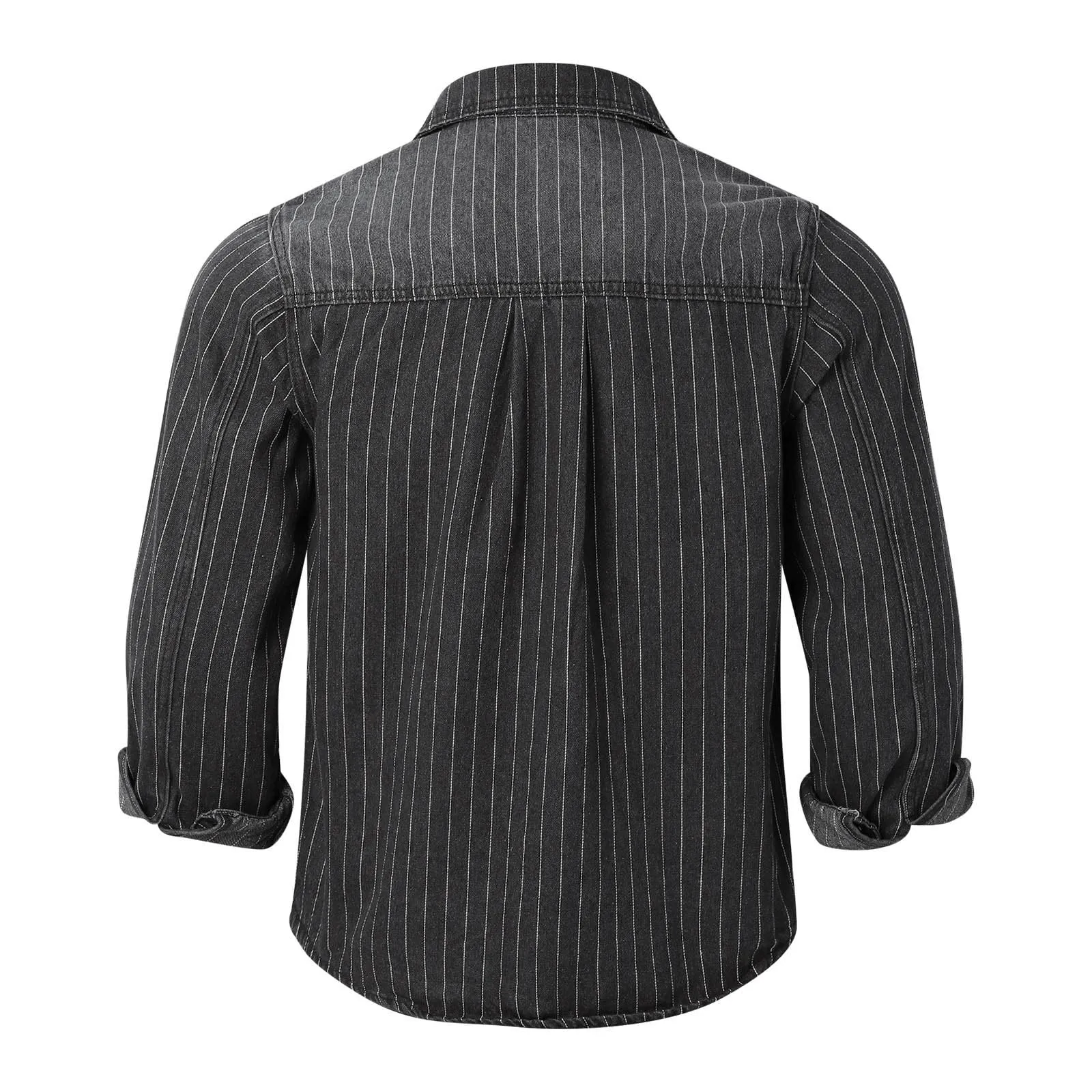 Generisch Camicia in Jeans da Uomo a Maniche Lunghe con Tasca sul Petto - immagine 6