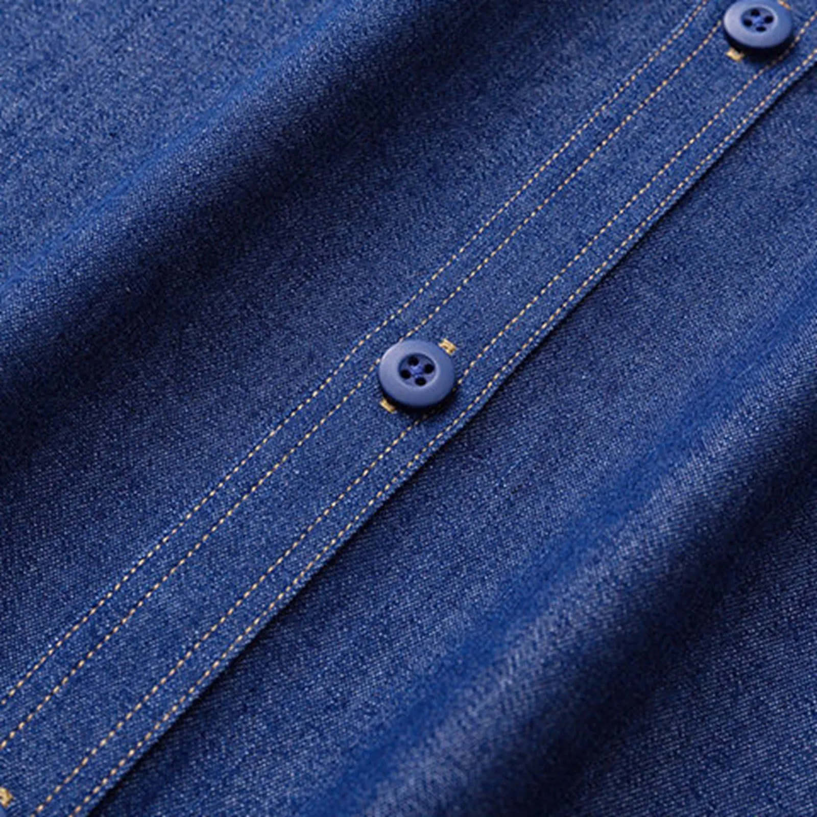 Generisch Camicia in Jeans da Uomo a Maniche Lunghe Blu - immagine 5