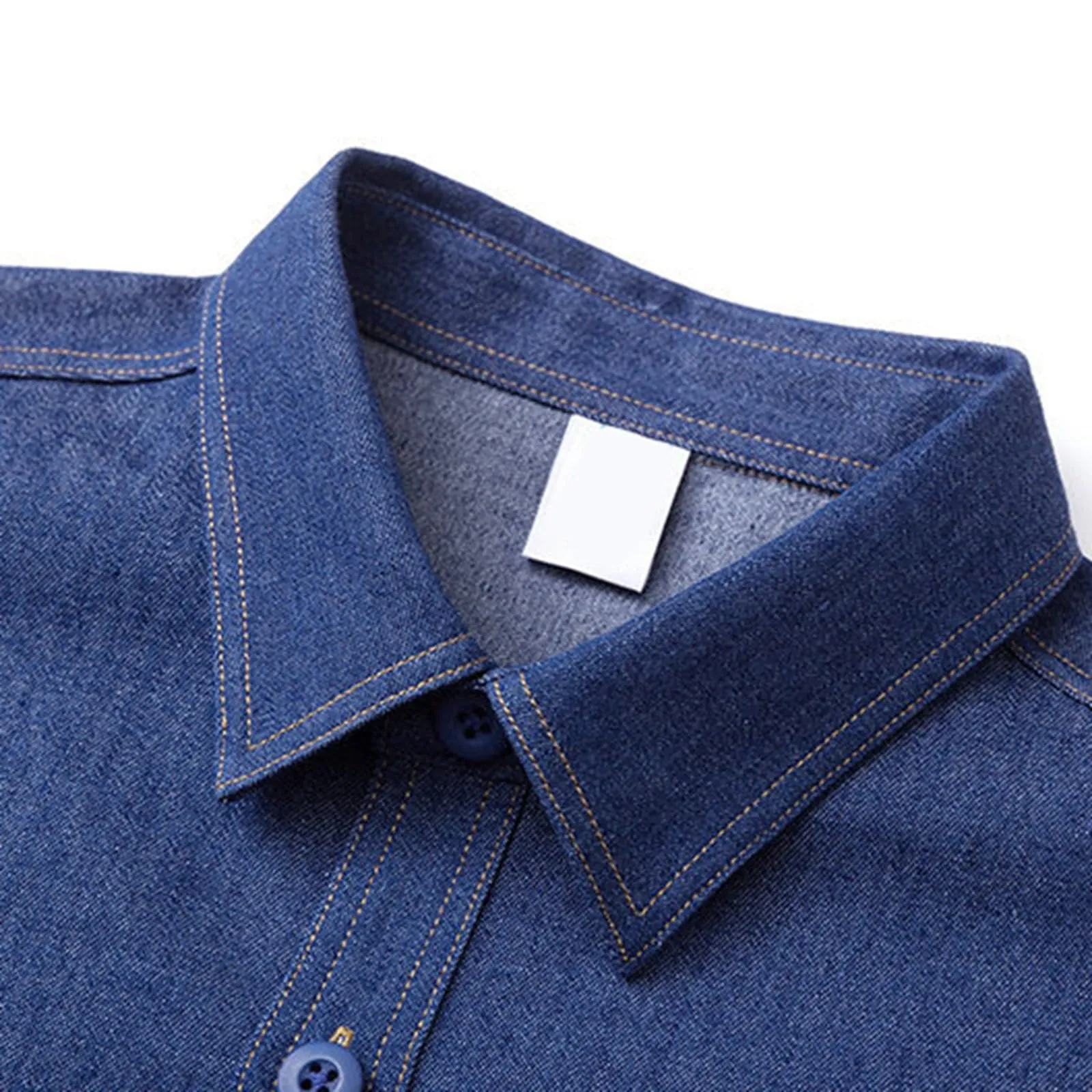 Generisch Camicia in Jeans da Uomo a Maniche Lunghe Blu - immagine 6