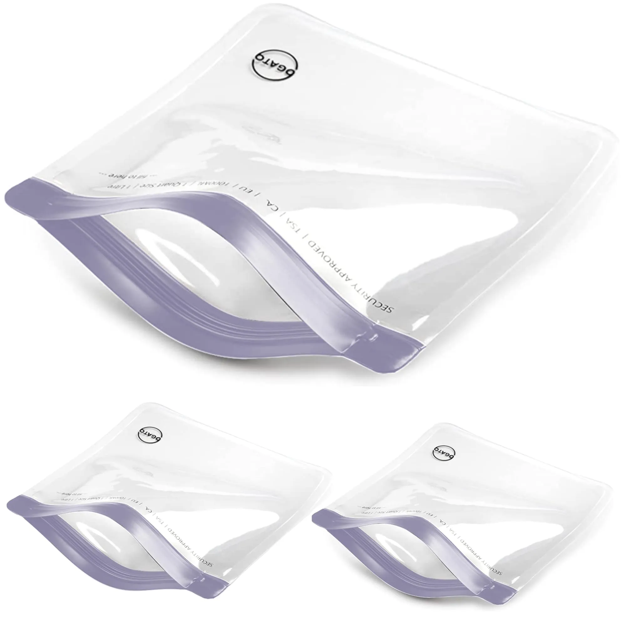 Ogato Trousse per cosmetici trasparente approvata TSA, viola, 23.5 x 22.5 cm, confezione da 3 pezzi - immagine 1