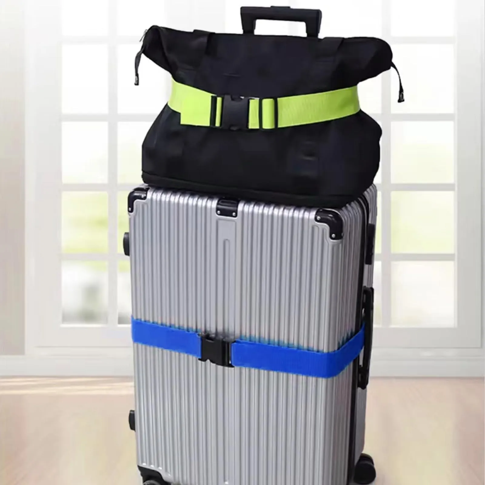 Nutabevr Set 4 Cinghie per Bagagli con 4 Etichette, Regolabili, 200x5 cm, Verde e Blu - immagine 6