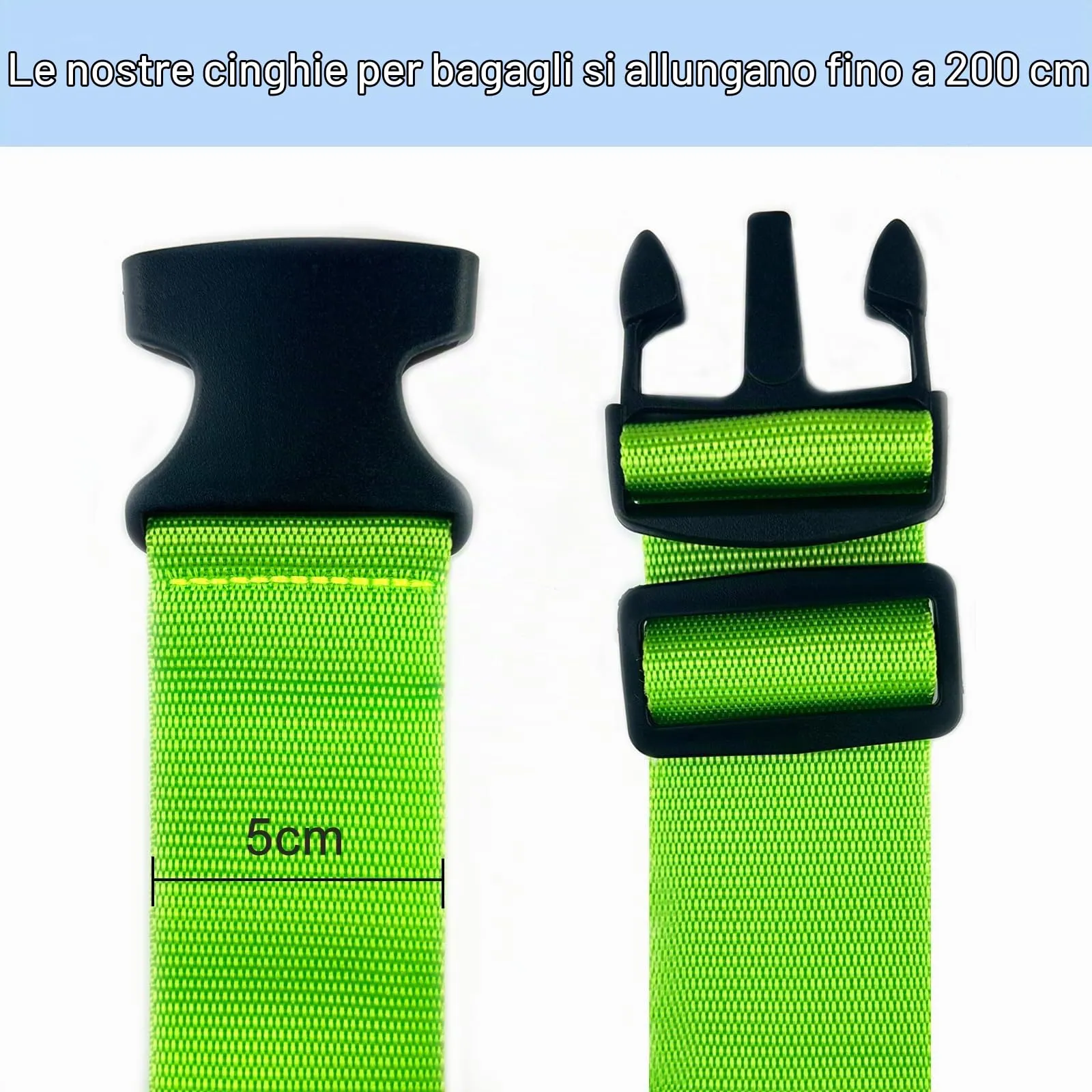 Nutabevr Set 4 Cinghie per Bagagli con 4 Etichette, Regolabili, 200x5 cm, Verde e Blu - immagine 7