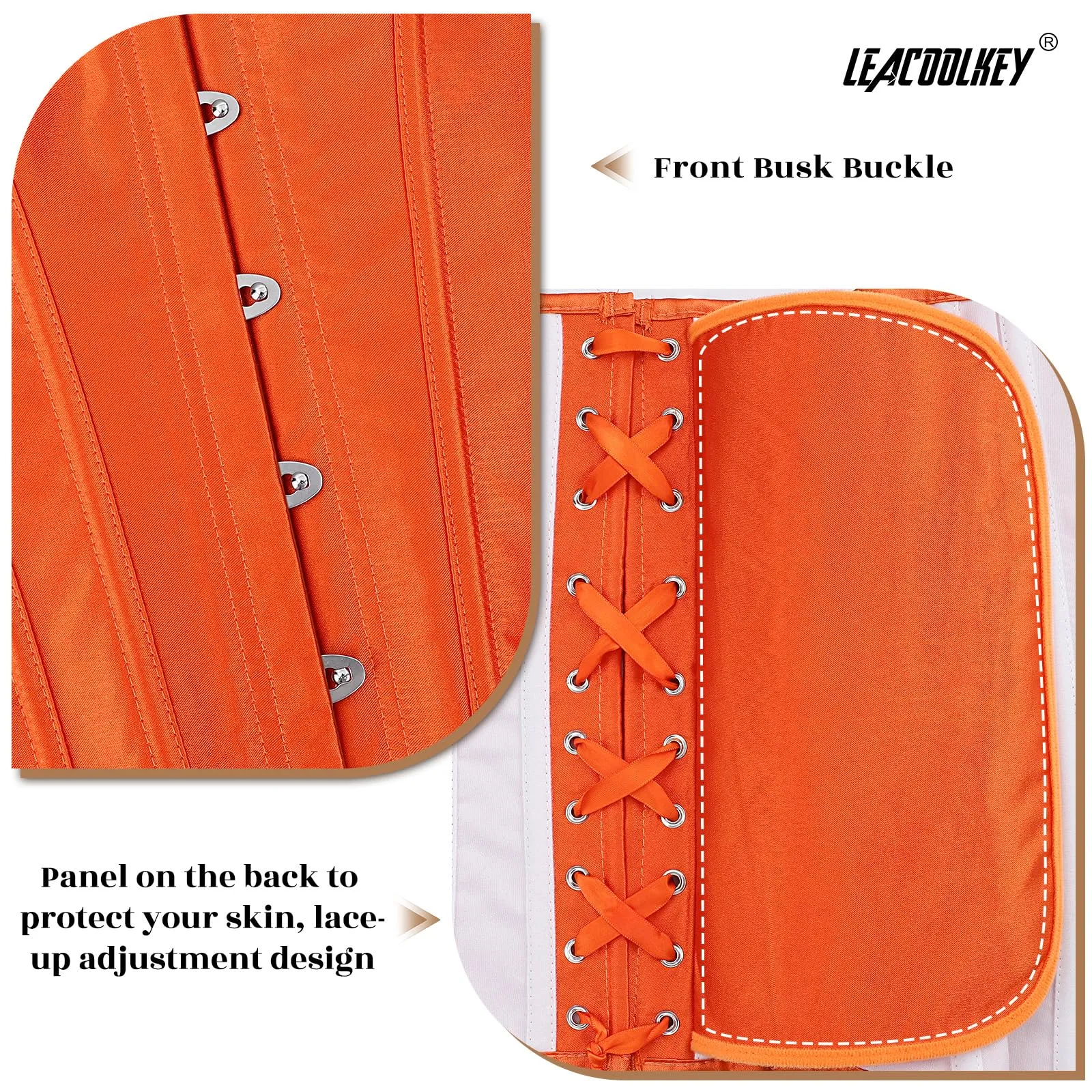 LEACOOLKEY Corsetto Gotico da Donna, Arancione, XL - immagine 5