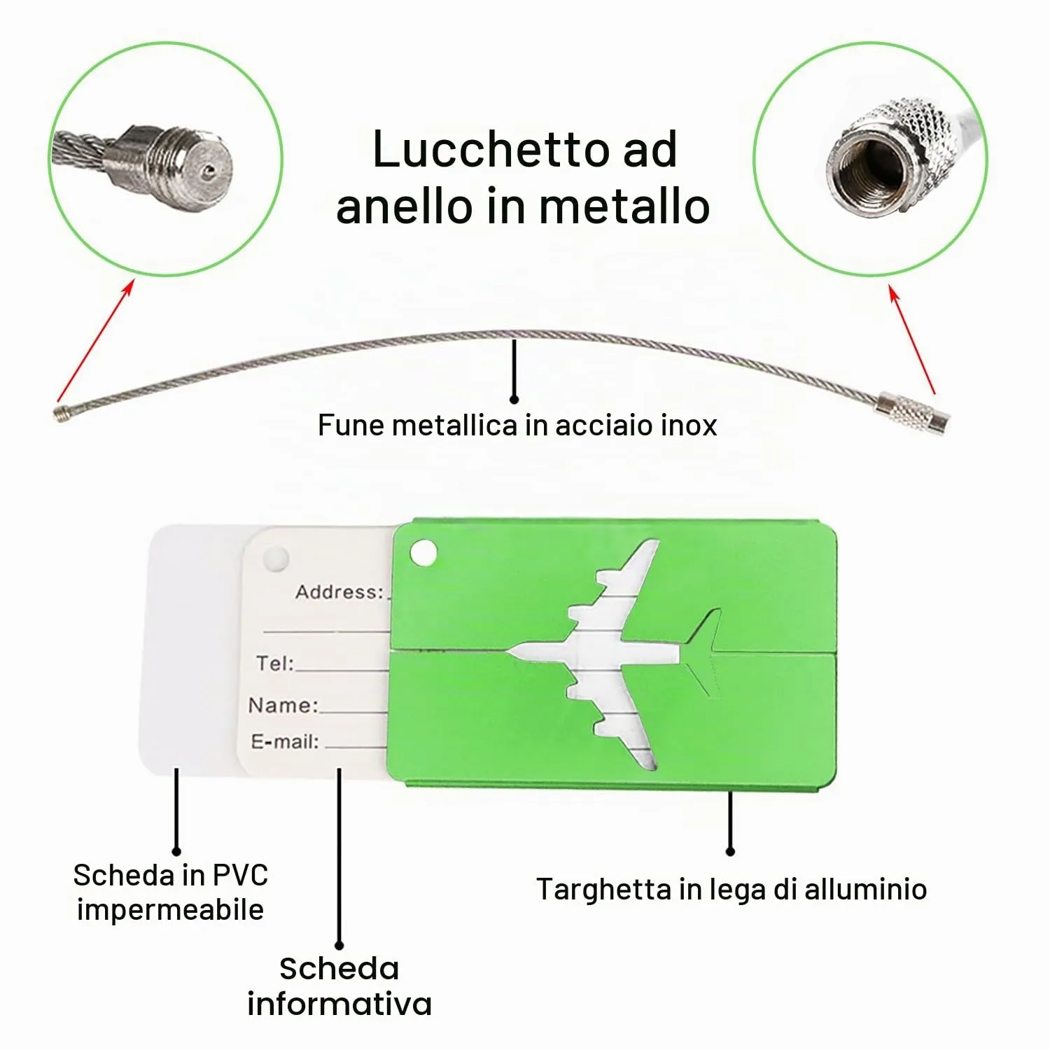 peiqiup Cinghia per valigia con etichette per bagagli, 5 x 200cm, Verde (2 pezzi) - immagine 4