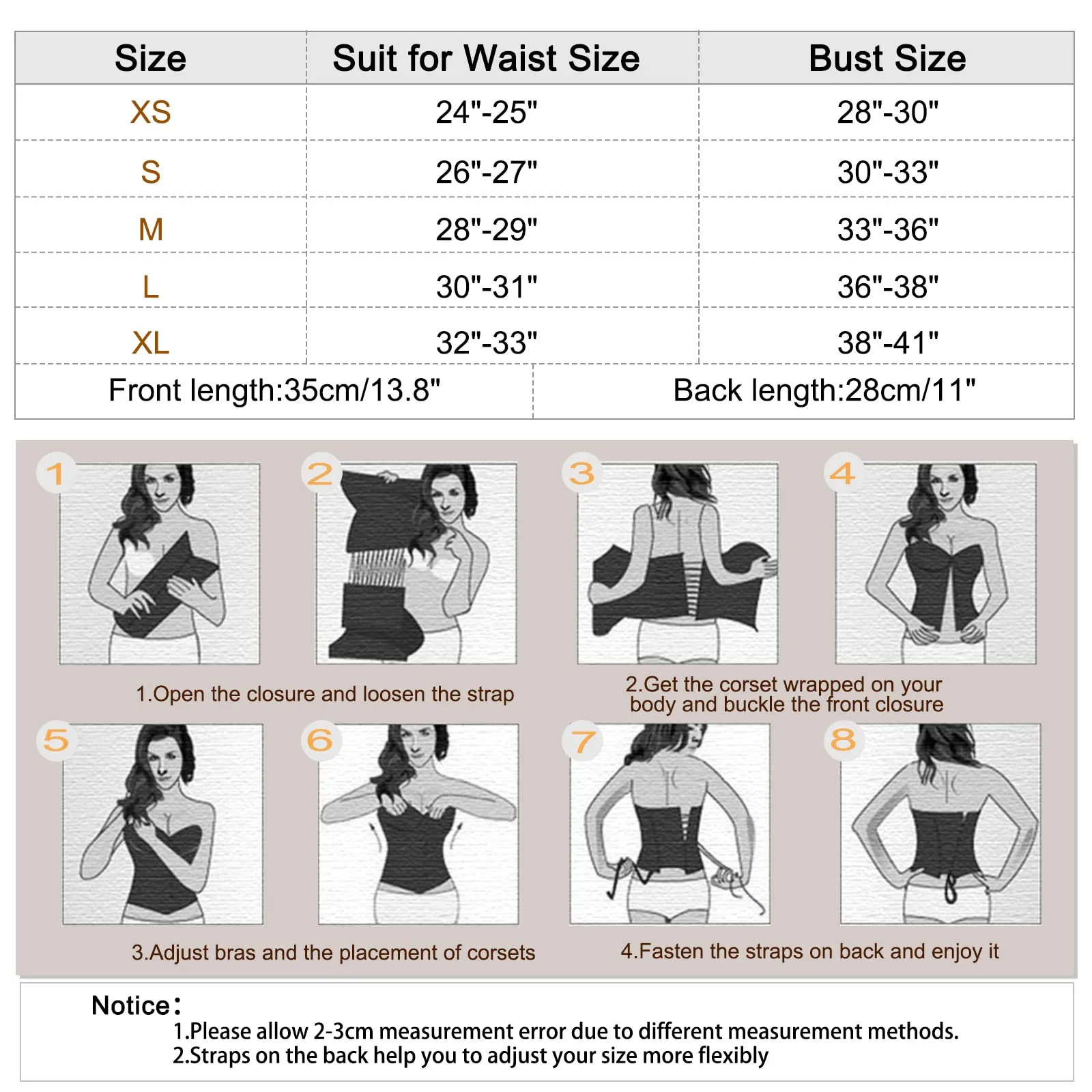 LEACOOLKEY Corsetto Top Modellante Gotico da Donna, Giallo, XS - immagine 7