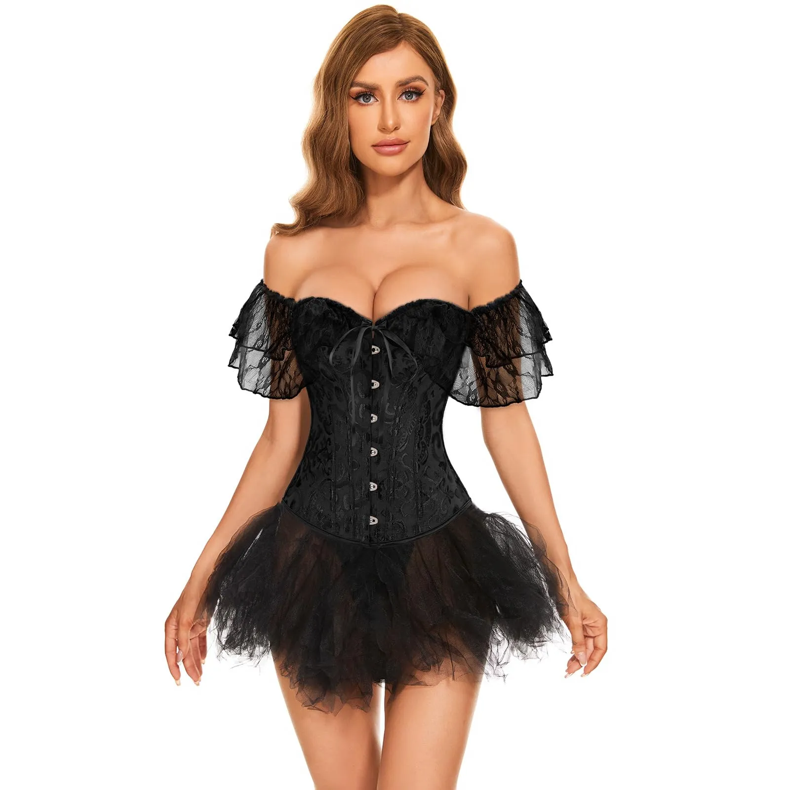LEACOOLKEY Corsetto Gotico Push-up Bodyshaper per Donna, M - immagine 5