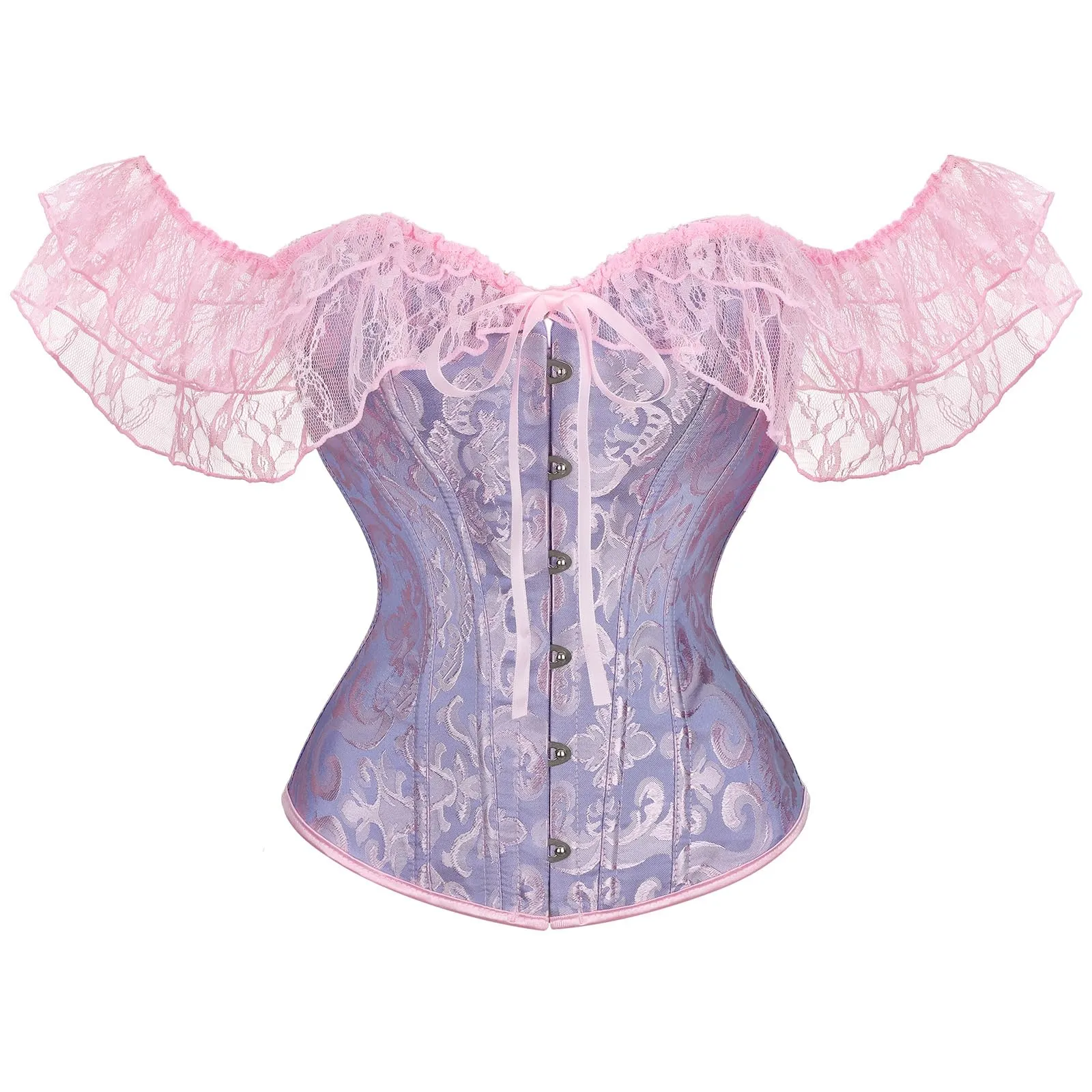 LEACOOLKEY Corsetto Gotico Push-Up Bodyshaper per Donna, Viola, M - immagine 1