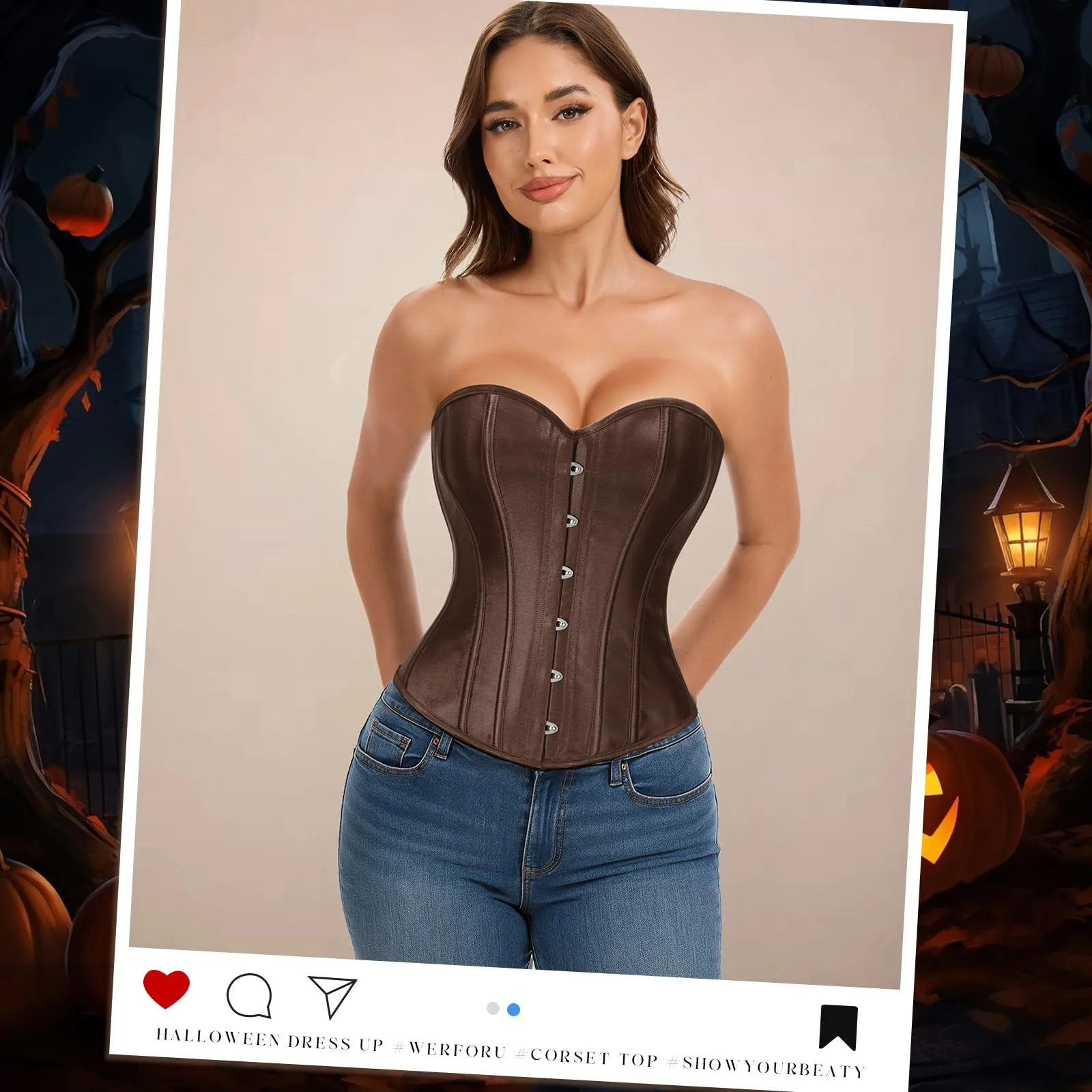LEACOOLKEY Corsetto Gotico da Donna, Marrone, XS - immagine 2