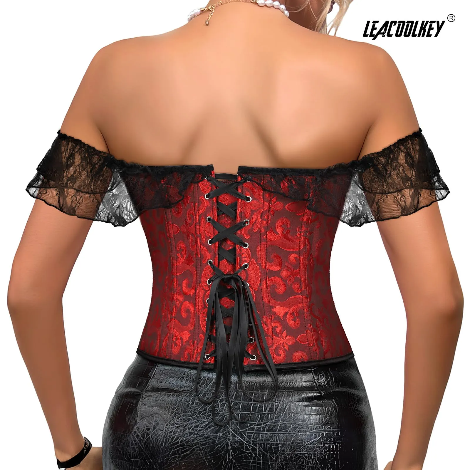 LEACOOLKEY Corsetto Gotico Push-Up Bodyshaper per Donna, XXL - immagine 6