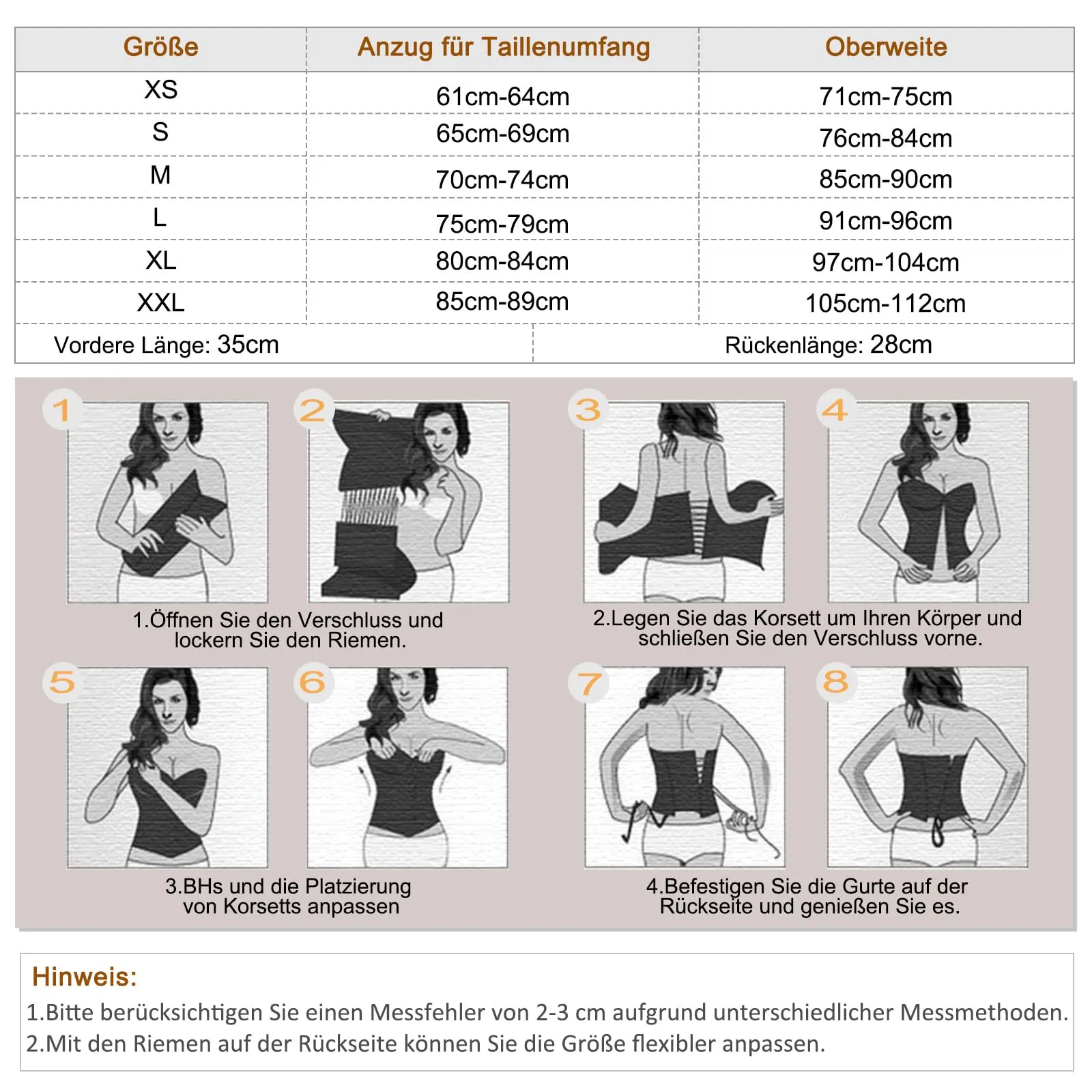 LEACOOLKEY Corsetto Gotico Push-Up Bodyshaper per Donna, Rosa, XS - immagine 8