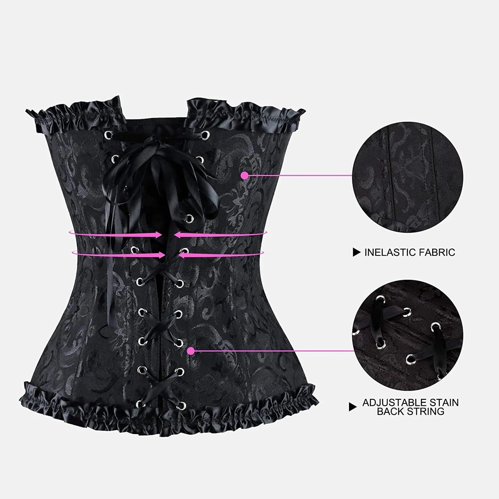 Generisch Corsetto da donna con stampa leopardata, slim fit, nero-A3, XS - immagine 3