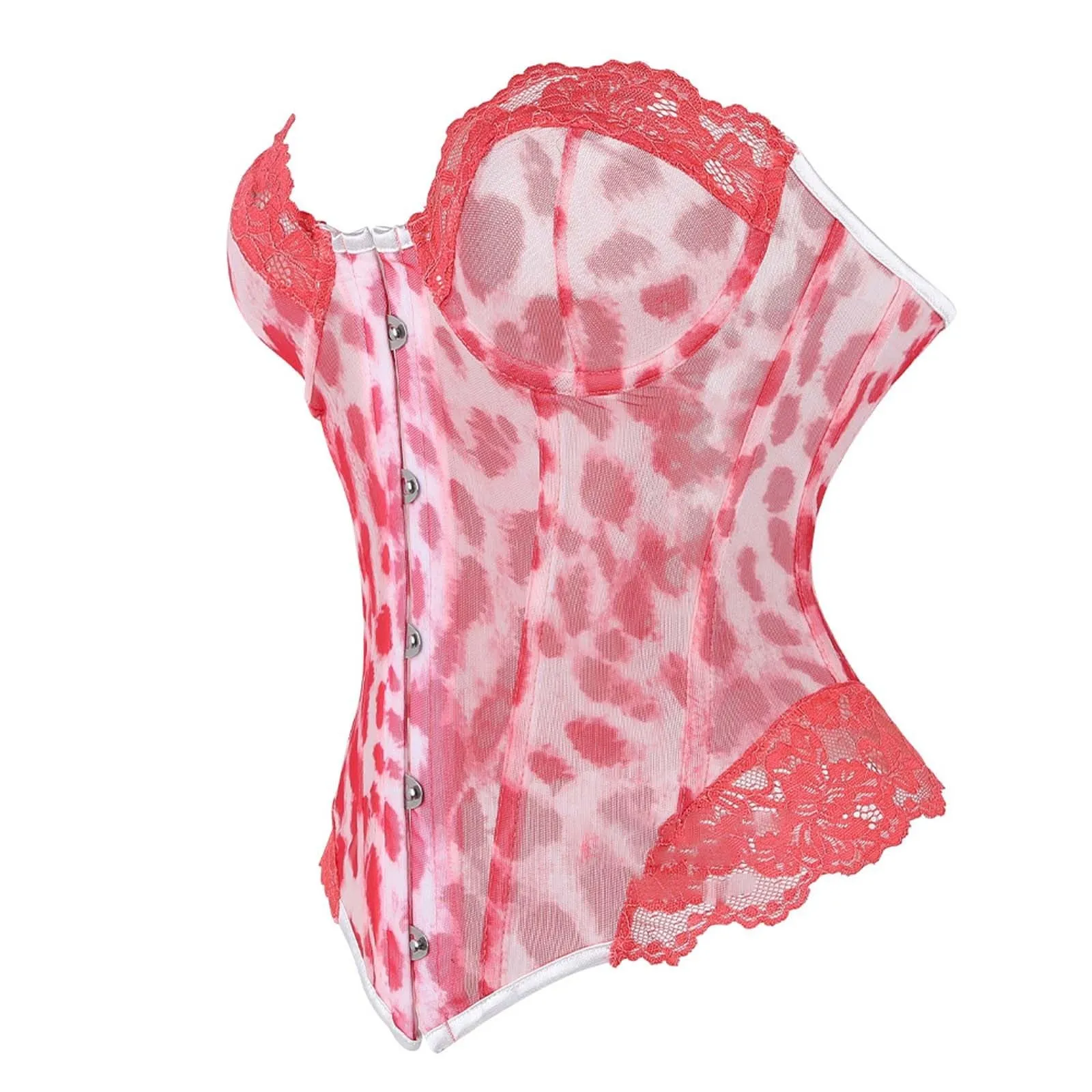 Generisch Corsetto da donna con motivo leopardato, Slim Fit, Rosa-a1, M - immagine 3