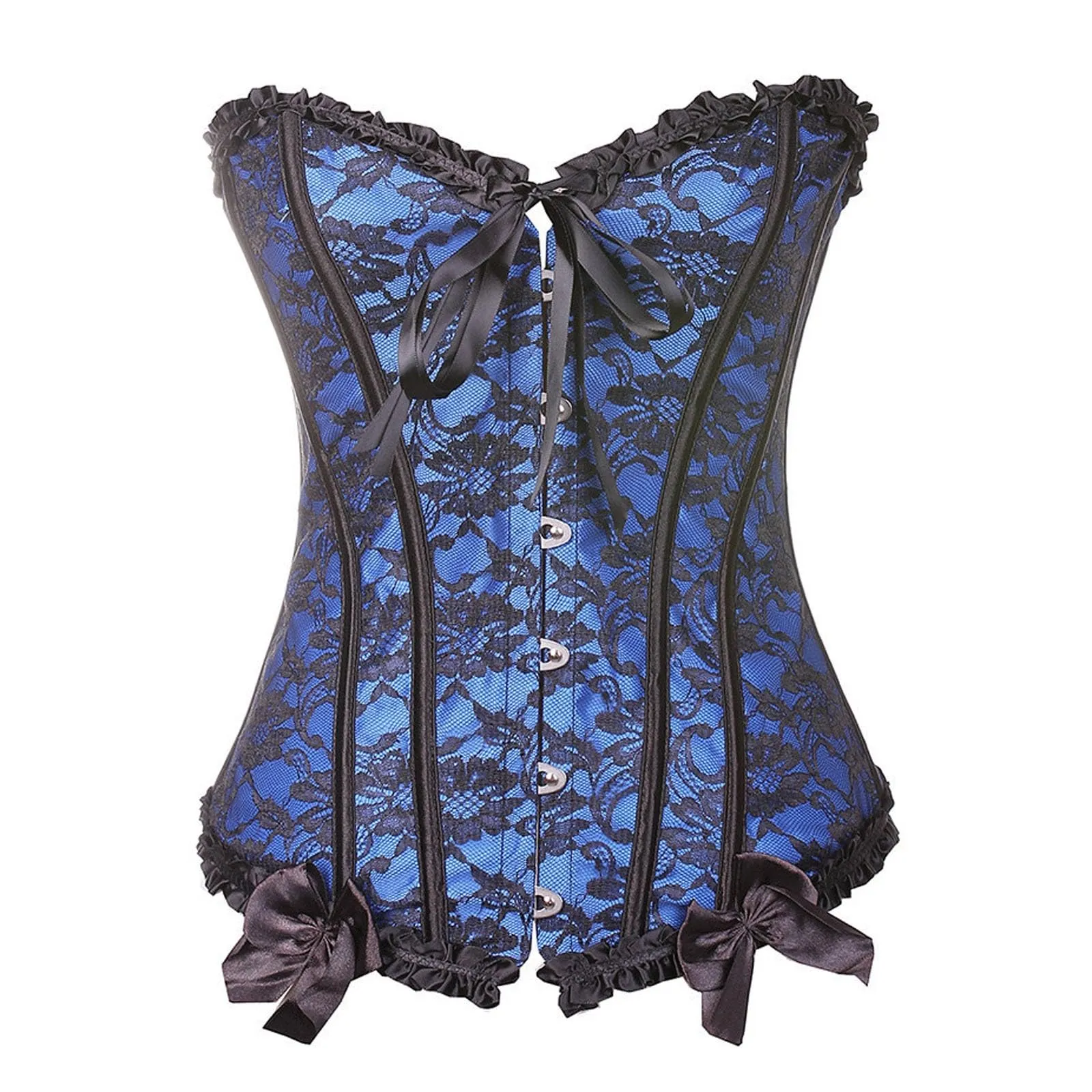 Generisch Corsetto da donna stampa leopardata slim fit con bacchette, blu-a2, 6XL - immagine 2