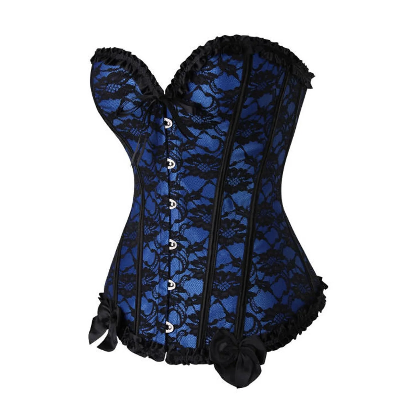 Generisch Corsetto Donna Leopardato Slim Fit con Bacchette, Blu-a2, L - immagine 3
