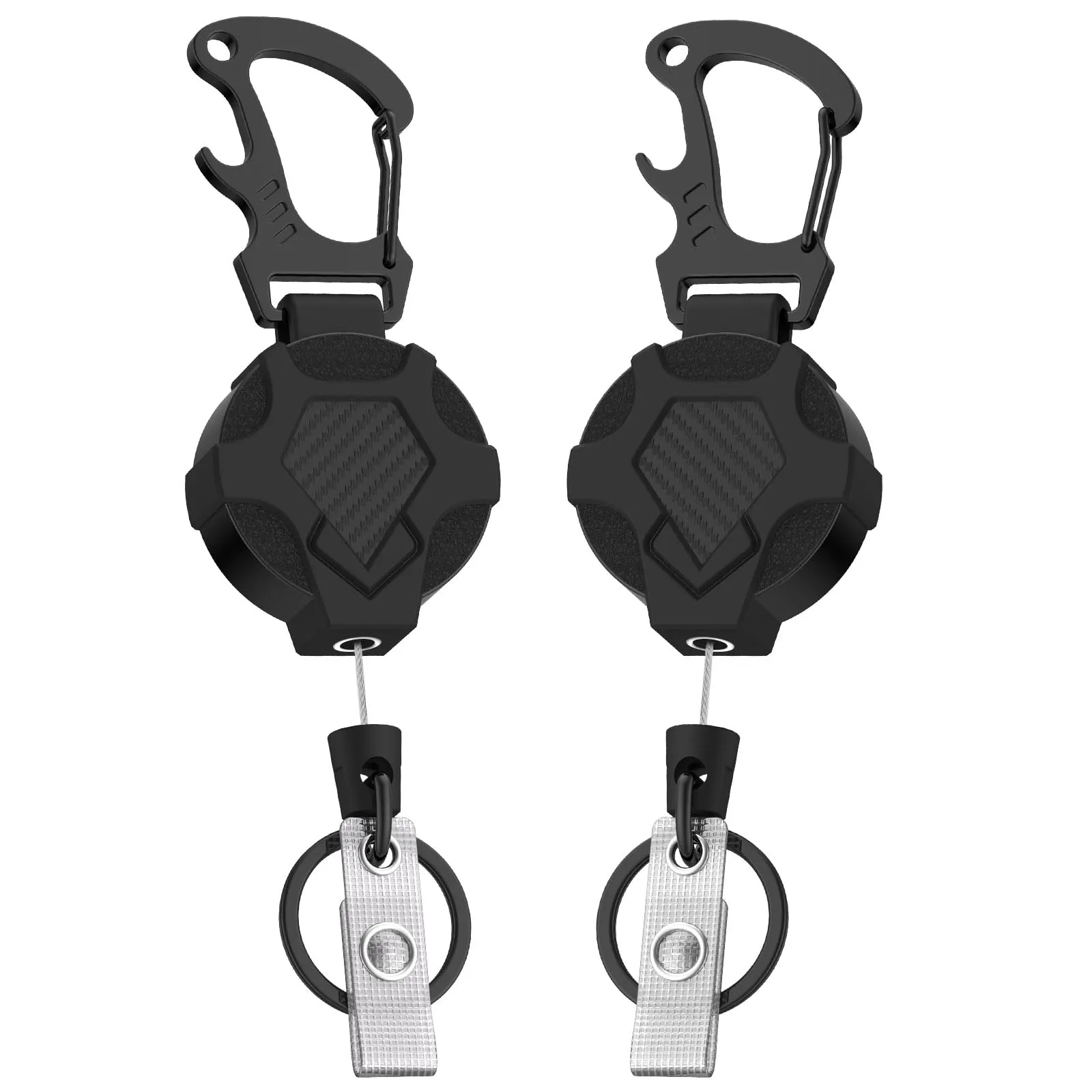 DEPAR Set Porta Badge 2 Pezzi, Moschettone Portachiavi Retrattile con Cavo in Acciaio da 80 cm - immagine 1