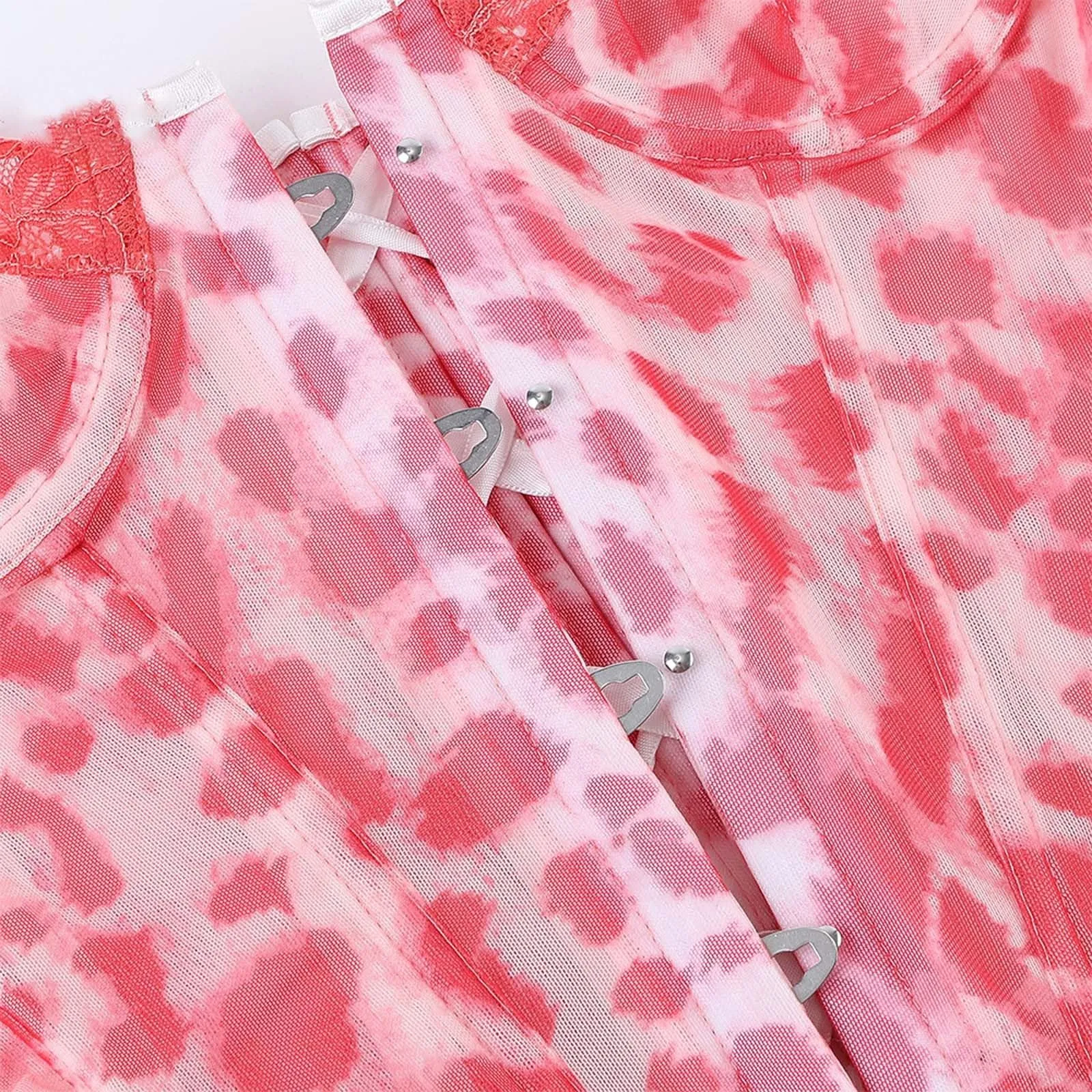 Generisch Corsetto da donna leopardato slim fit con bacchette Rosa-a1, S - immagine 7