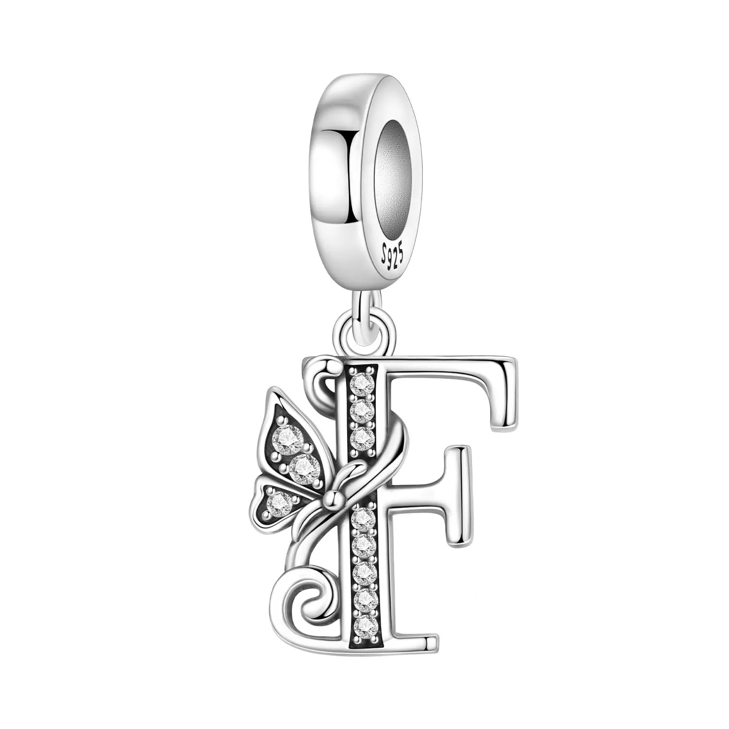 PANPOKI 2 Ciondoli a Forma di Farfalla con Lettere Alfabeto e Distanziatori in Argento Sterling 925 - immagine 2