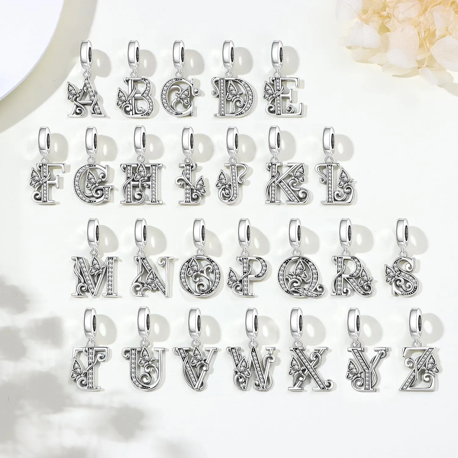 PANPOKI 2 Ciondoli a Forma di Farfalla con Lettere Alfabeto e Distanziatori in Argento Sterling 925 - immagine 7