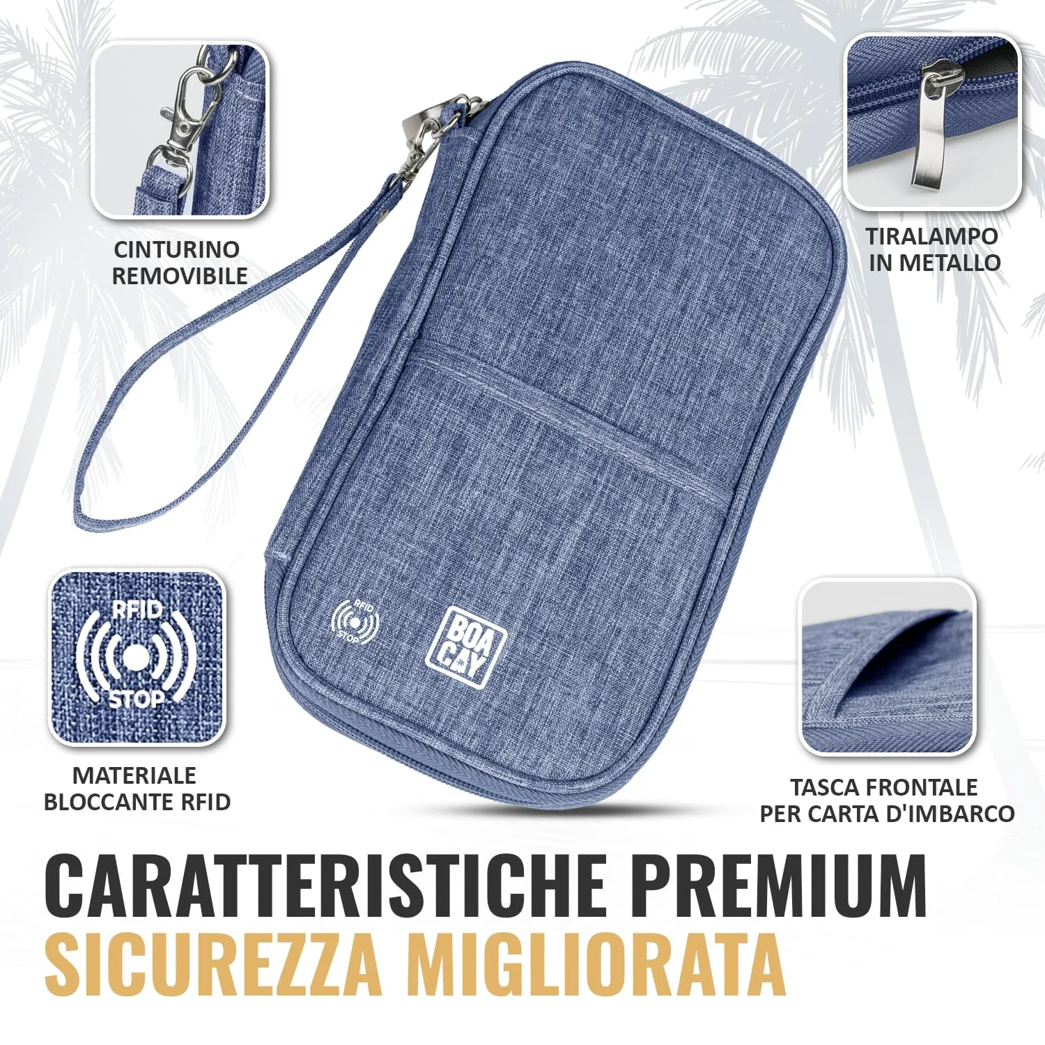 BOACAY Porta Passaporto per Famiglia con RFID, Portadocumenti da Viaggio Impermeabile per Uomo e Donna - immagine 3