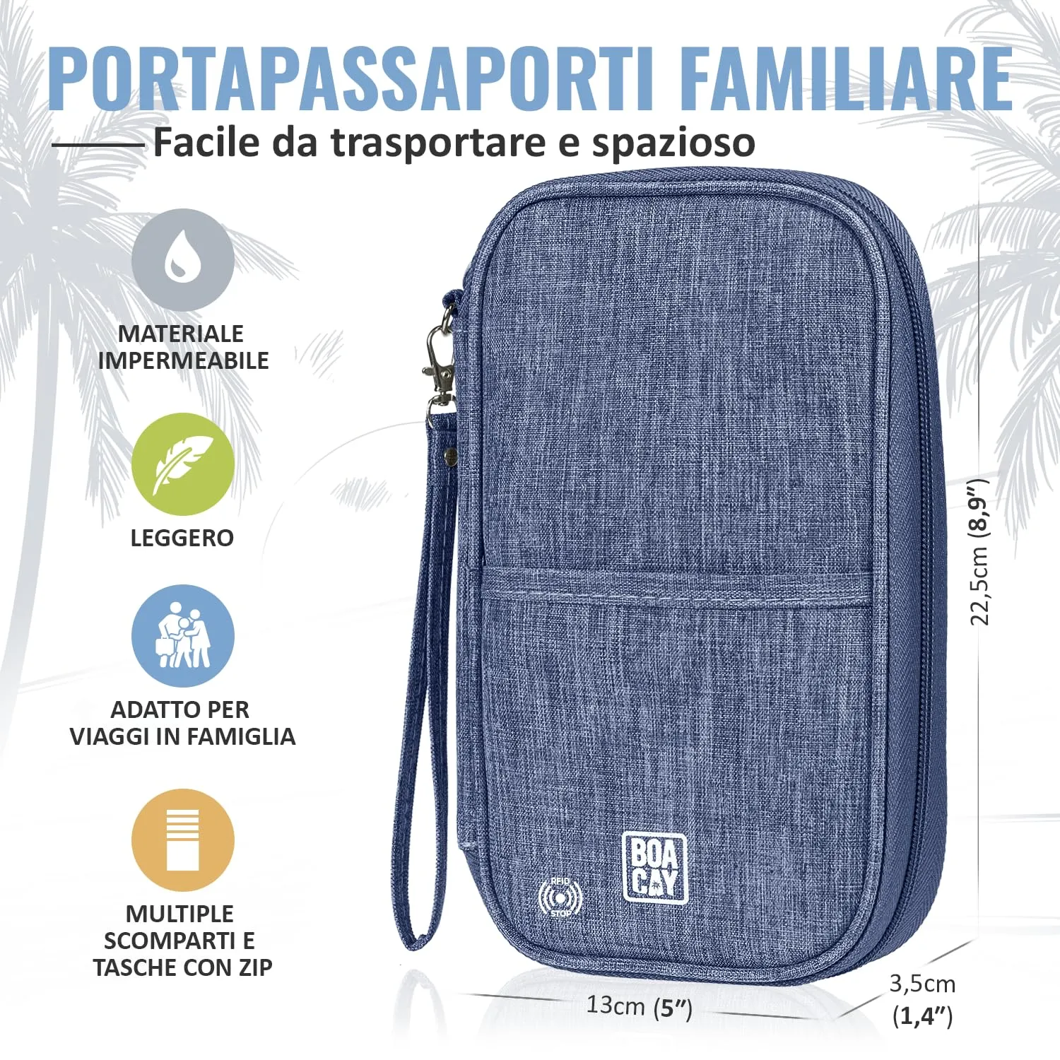 BOACAY Porta Passaporto per Famiglia con RFID, Portadocumenti da Viaggio Impermeabile per Uomo e Donna - immagine 4