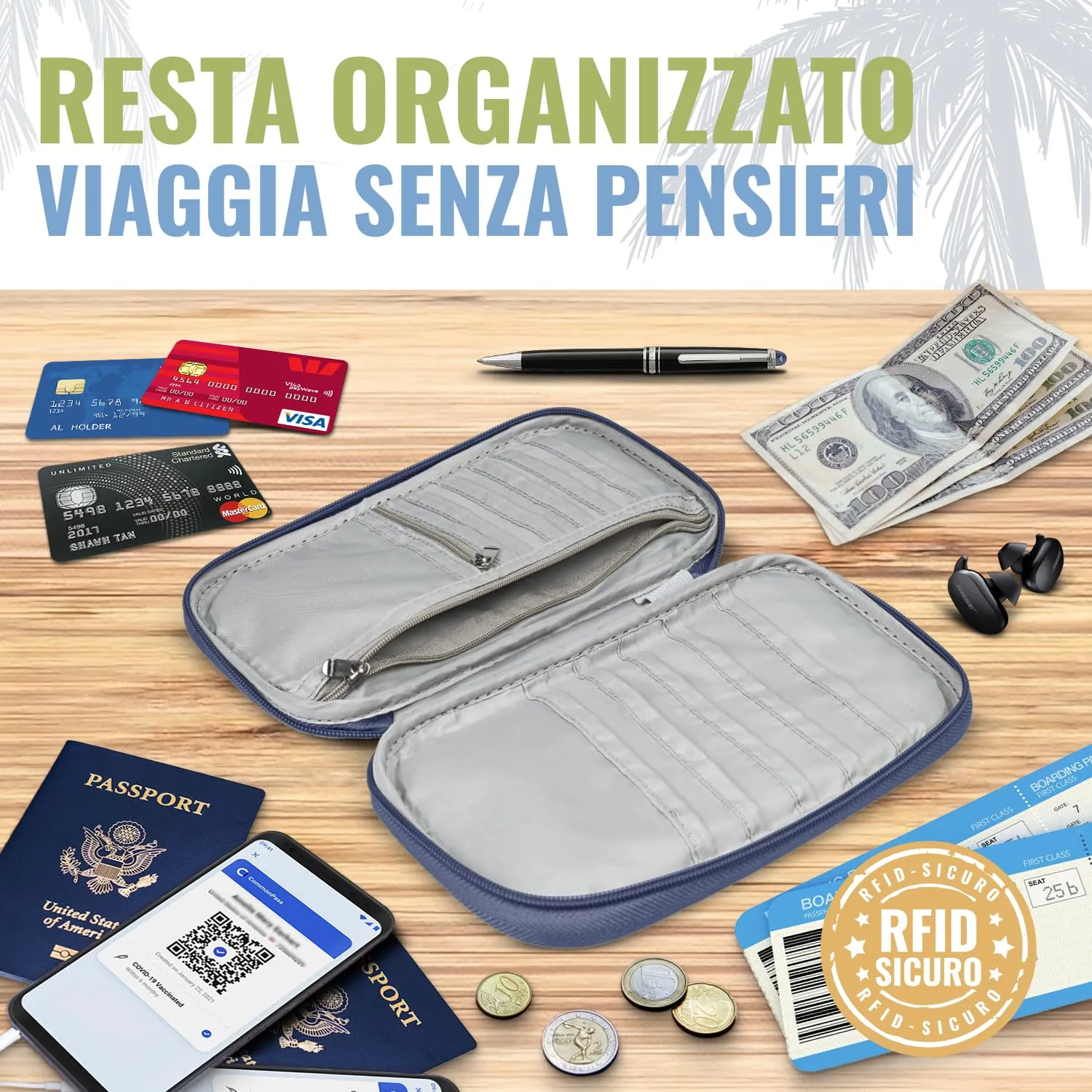 BOACAY Porta Passaporto per Famiglia con RFID, Portadocumenti da Viaggio Impermeabile per Uomo e Donna - immagine 5