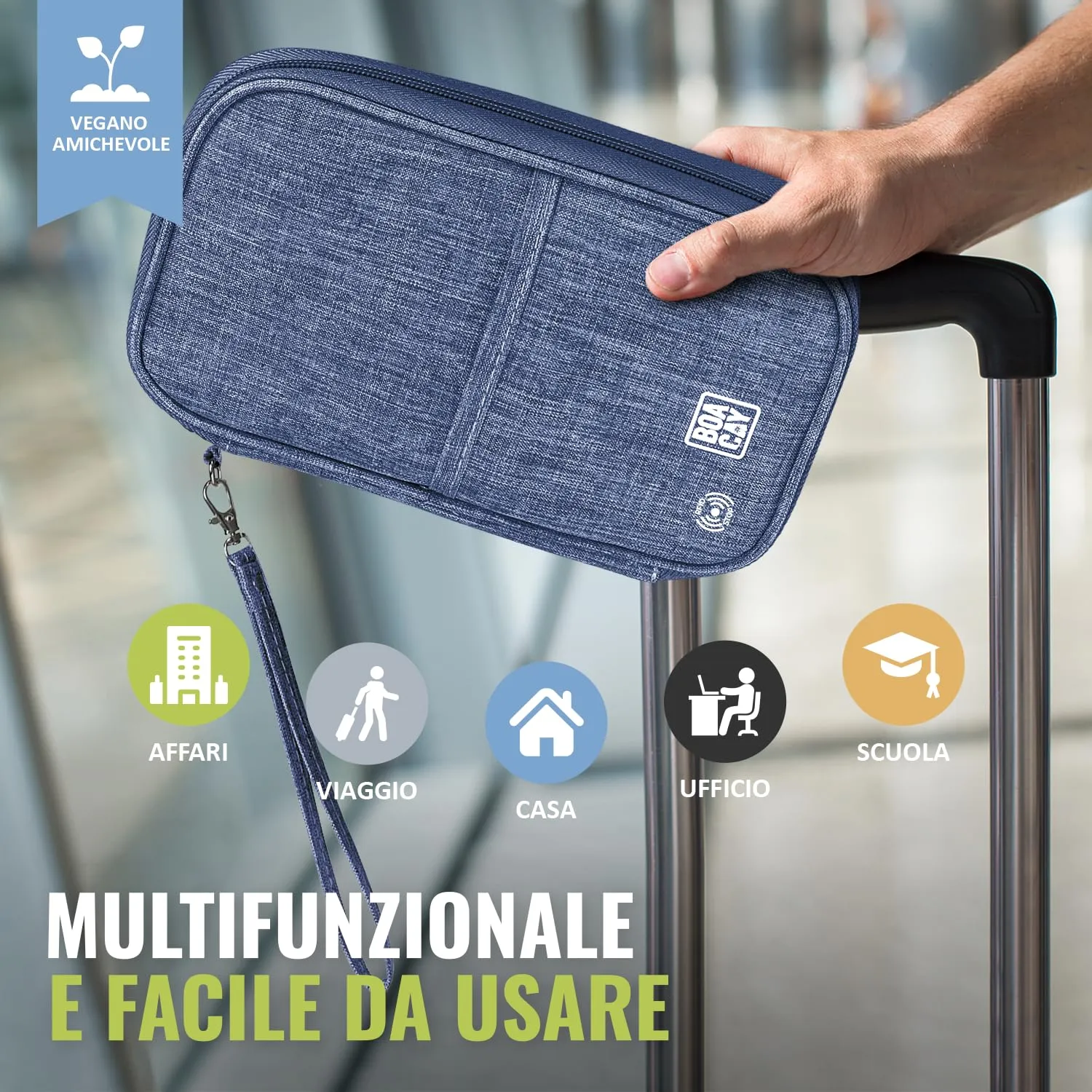 BOACAY Porta Passaporto per Famiglia con RFID, Portadocumenti da Viaggio Impermeabile per Uomo e Donna - immagine 6