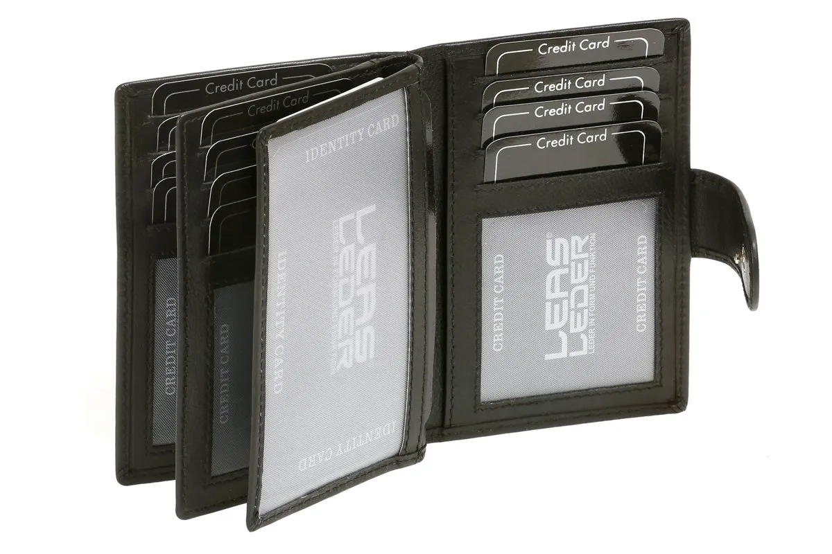 LEAS Portacarte in Vera Pelle con Protezione RFID, Nero - immagine 3