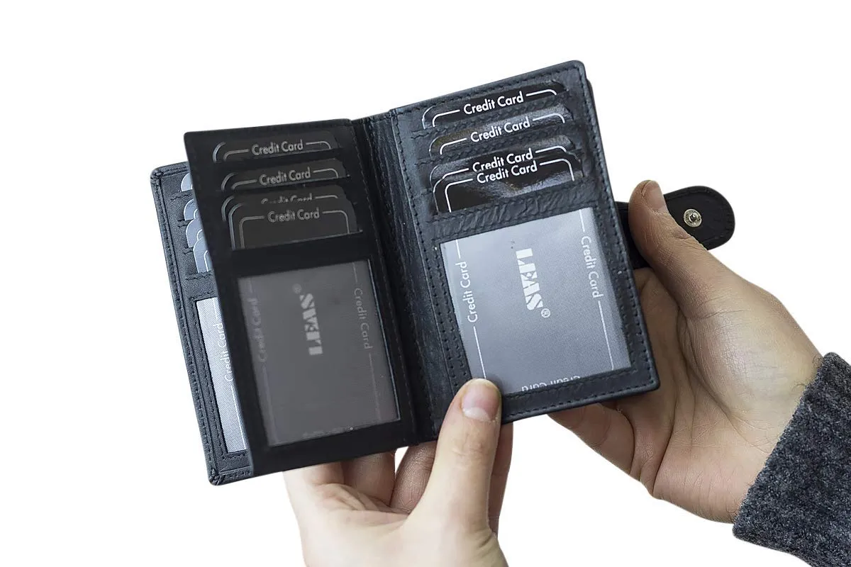 LEAS Portacarte in Vera Pelle con Protezione RFID, Nero - immagine 6