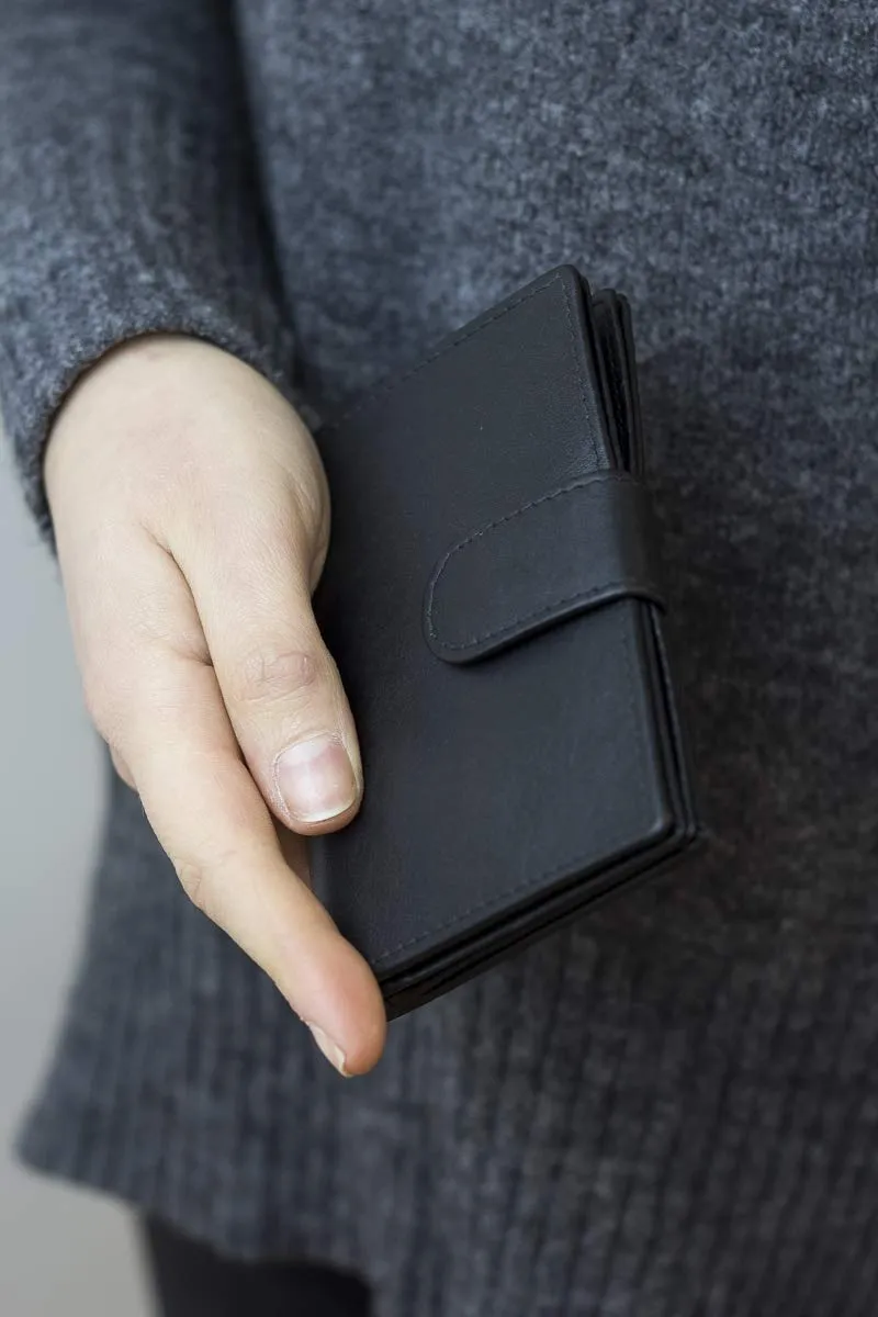 LEAS Portacarte in Vera Pelle con Protezione RFID, Nero - immagine 7