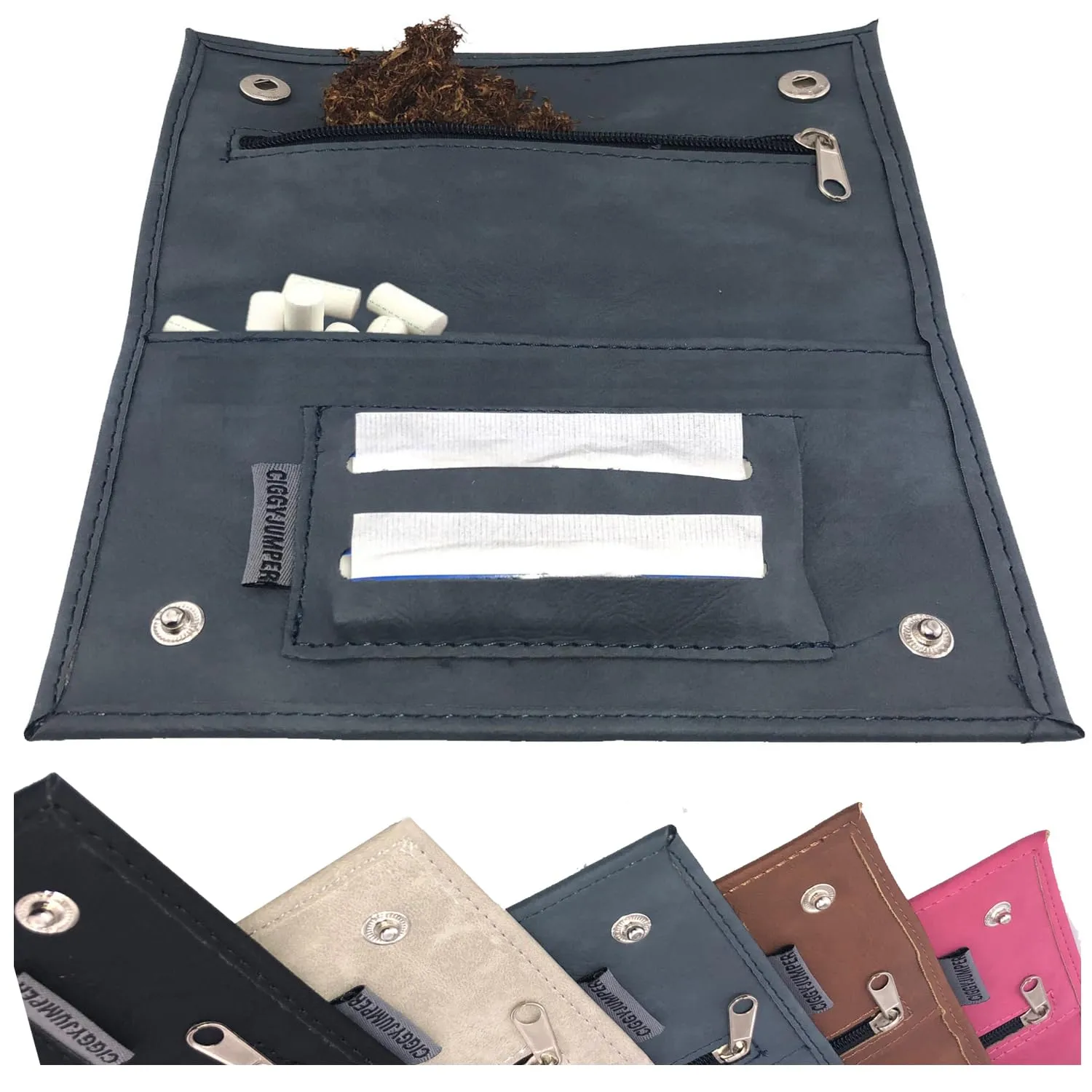 Ciggy Jumper Portatabacco in Similpelle Effetto Vintage Blu Doppio - immagine 1
