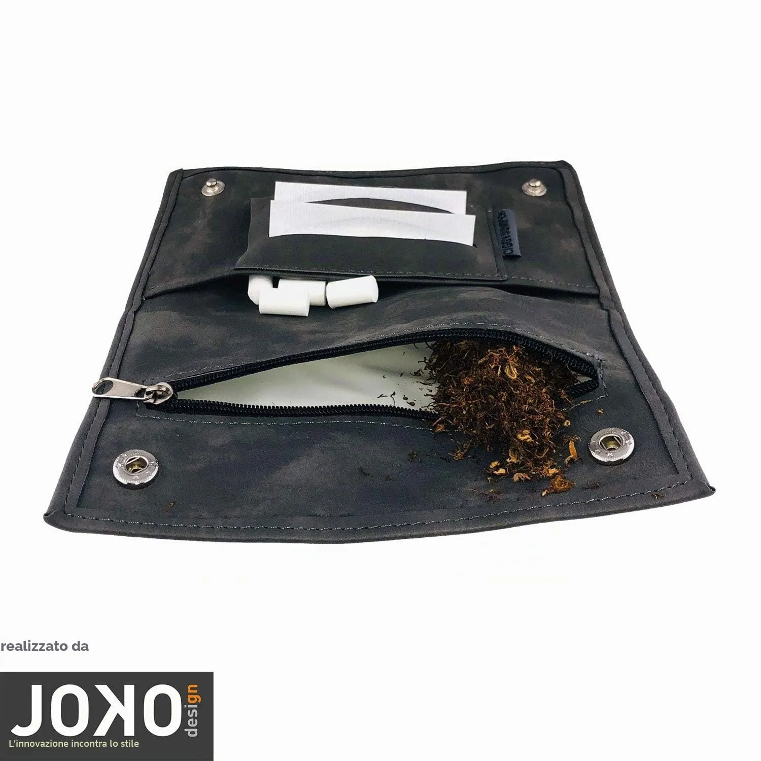 Ciggy Jumper Portatabacco in Similpelle Effetto Vintage Blu Doppio - immagine 3