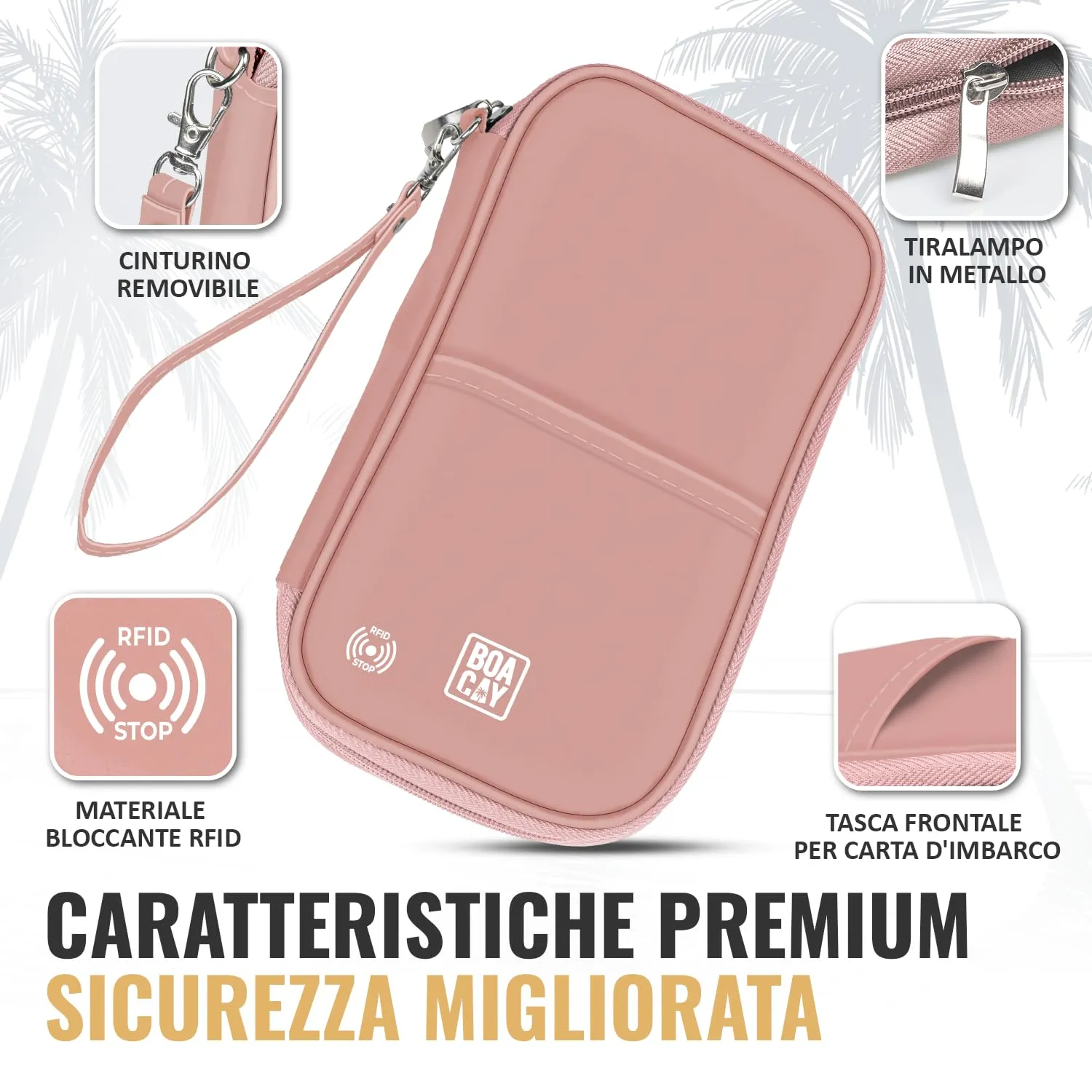 BOACAY Porta Passaporto per Famiglia con RFID, Portadocumenti da Viaggio Impermeabile per Donna e Uomo - immagine 3