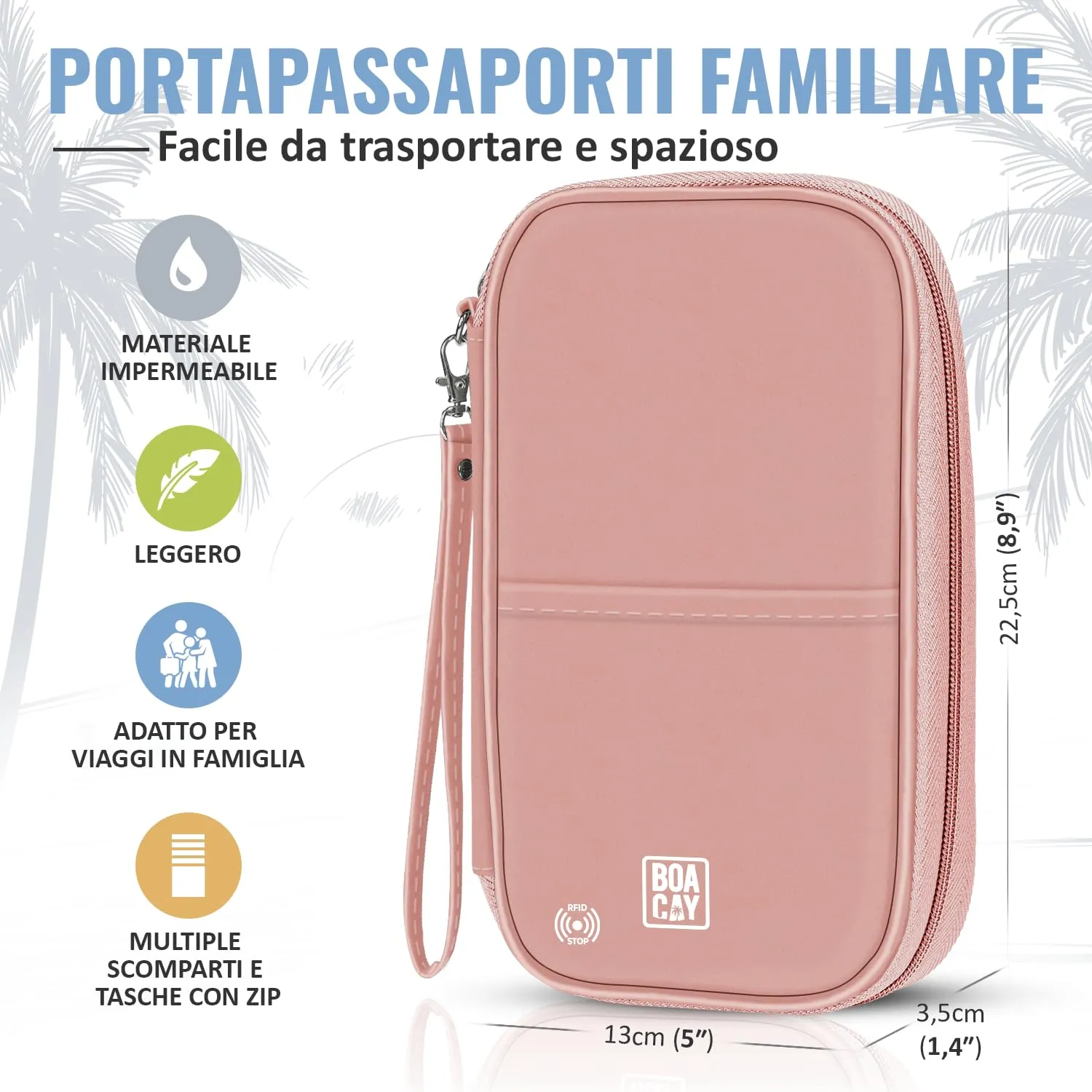 BOACAY Porta Passaporto per Famiglia con RFID, Portadocumenti da Viaggio Impermeabile per Donna e Uomo - immagine 4