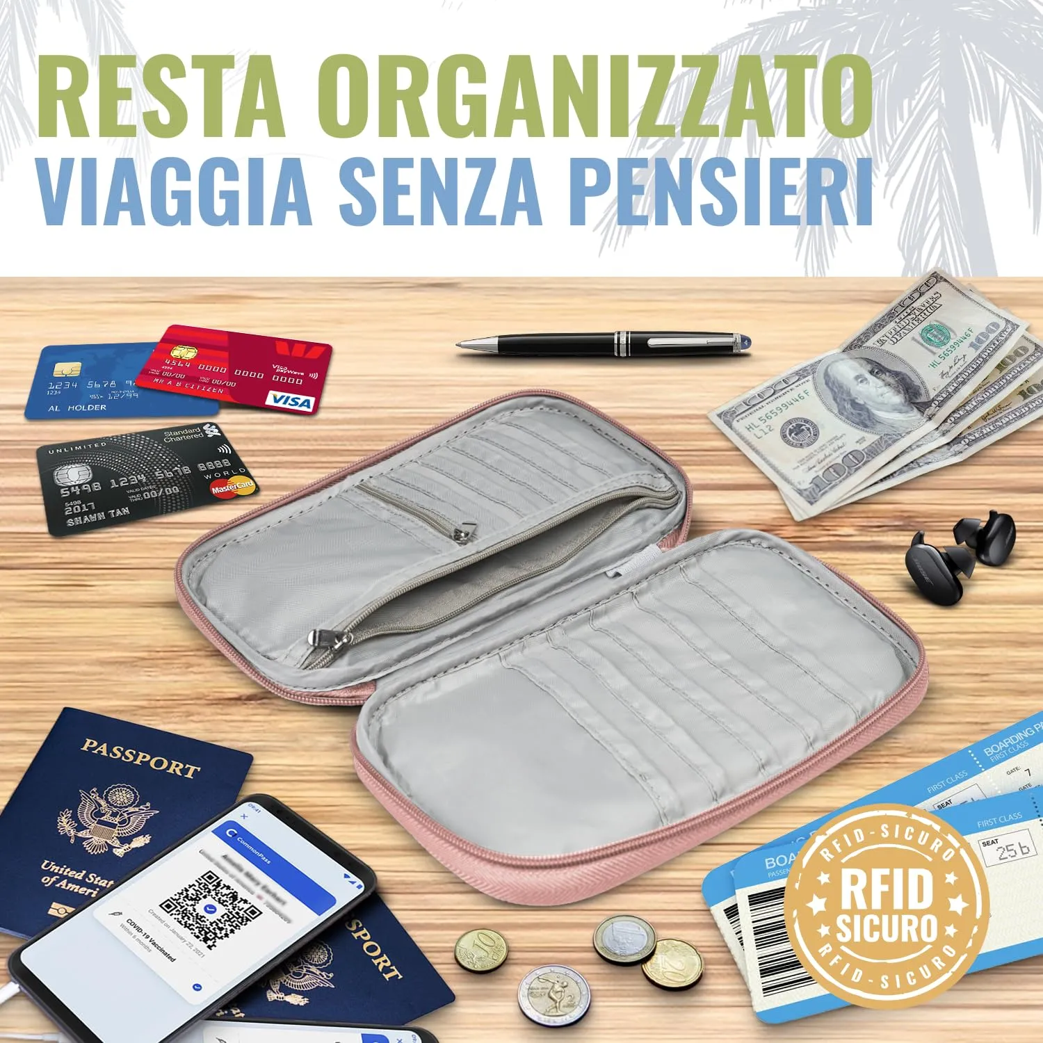 BOACAY Porta Passaporto per Famiglia con RFID, Portadocumenti da Viaggio Impermeabile per Donna e Uomo - immagine 5