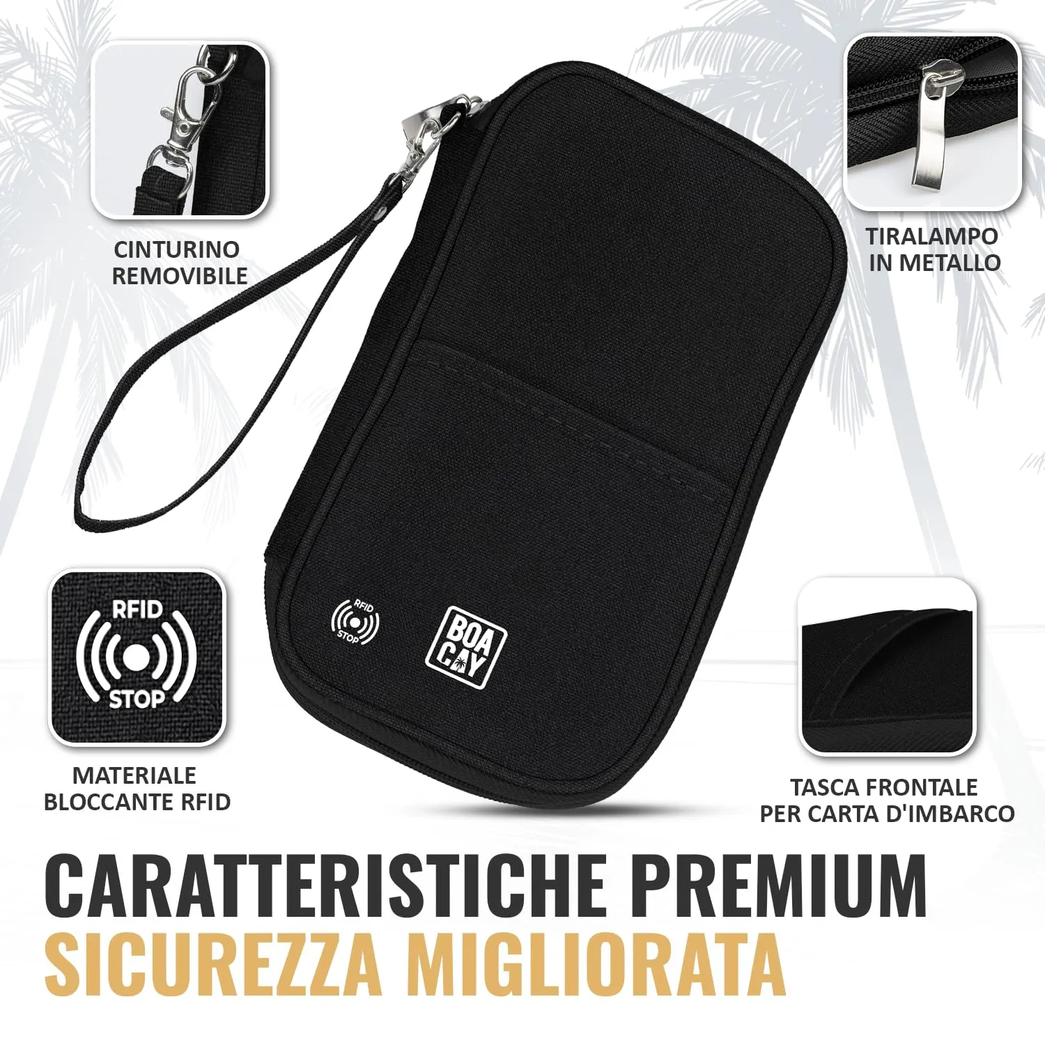 BOACAY Porta Passaporto per Famiglia con RFID, Portadocumenti da Viaggio Impermeabile per Donna e Uomo - immagine 3