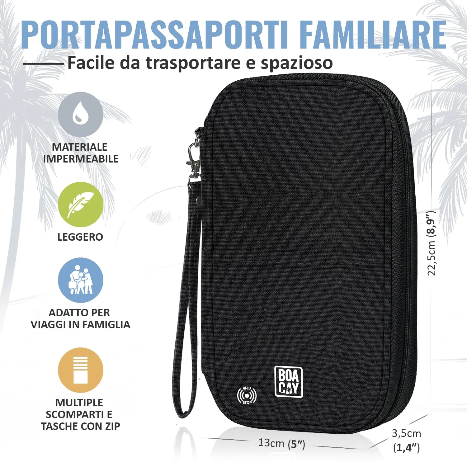 BOACAY Porta Passaporto per Famiglia con RFID, Portadocumenti da Viaggio Impermeabile per Donna e Uomo - immagine 4