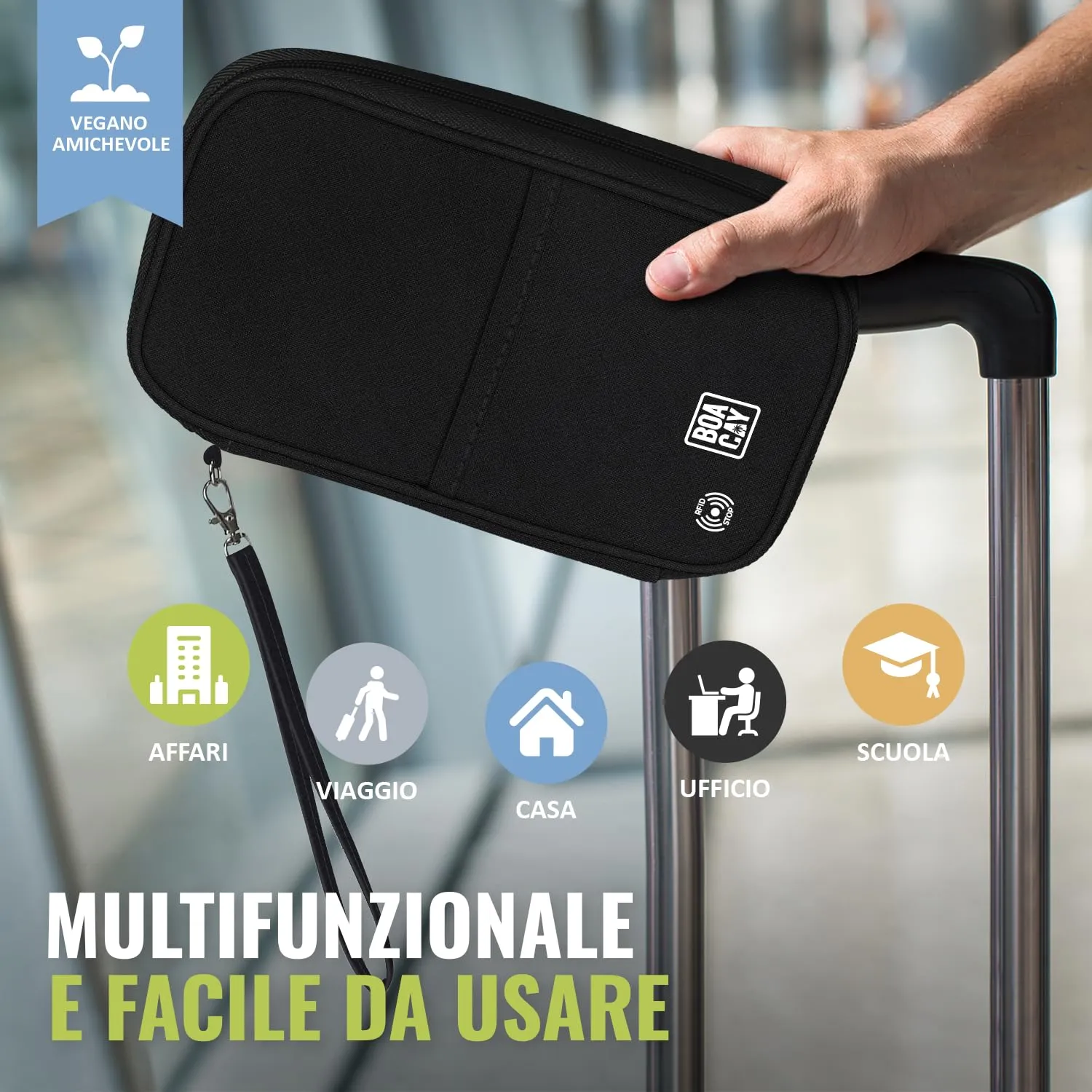 BOACAY Porta Passaporto per Famiglia con RFID, Portadocumenti da Viaggio Impermeabile per Donna e Uomo - immagine 6