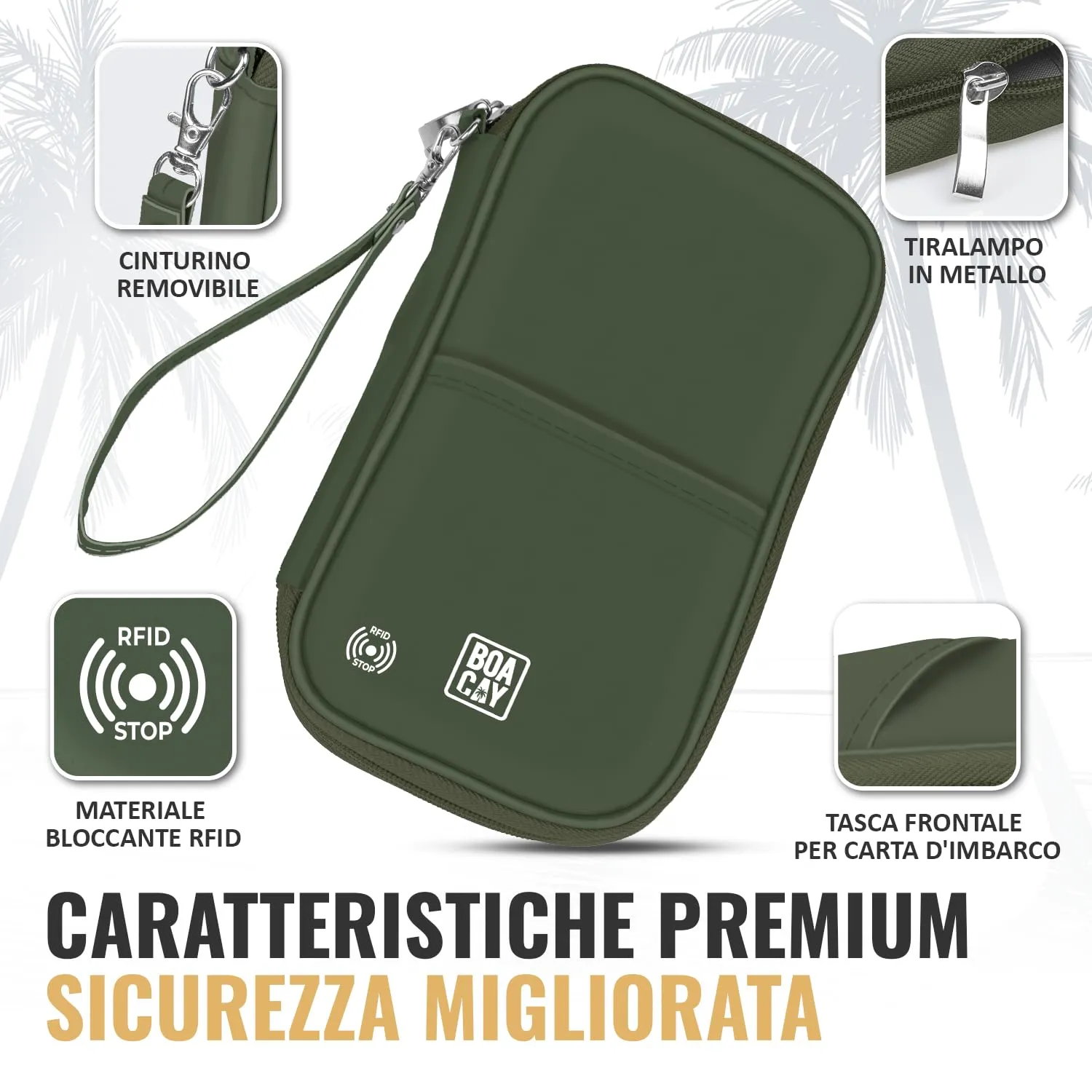 BOACAY Porta Passaporto per Famiglia con RFID e Organizer Impermeabile per Documenti, Biglietti e Carte - immagine 3