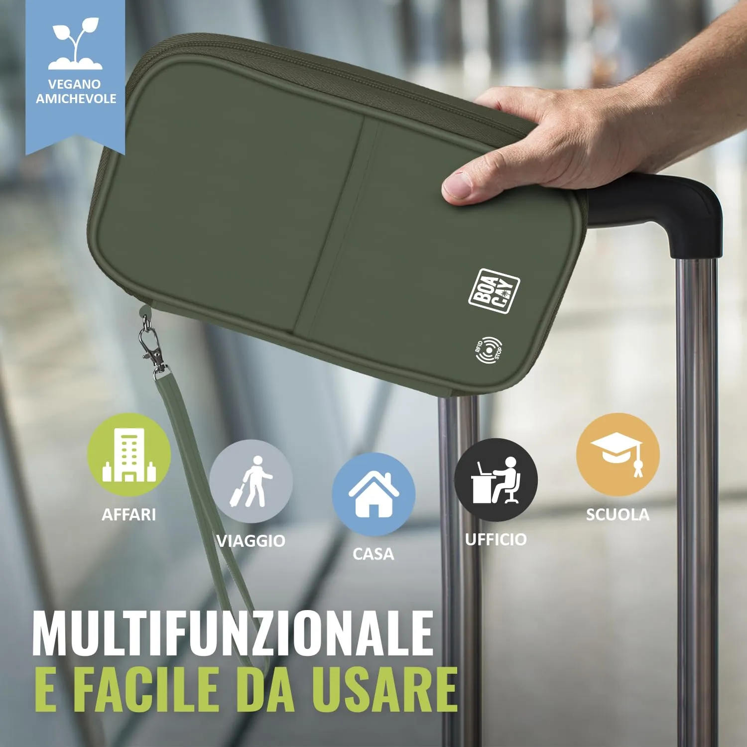 BOACAY Porta Passaporto per Famiglia con RFID e Organizer Impermeabile per Documenti, Biglietti e Carte - immagine 6
