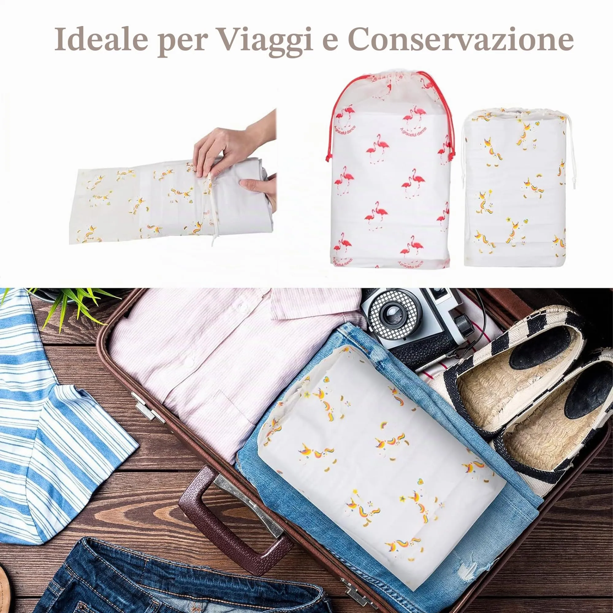 Dantolo Borsa Porta Scarpe da Viaggio, 30 Pezzi, Impermeabile e Antipolvere con Coulisse, 3 Misure - immagine 3