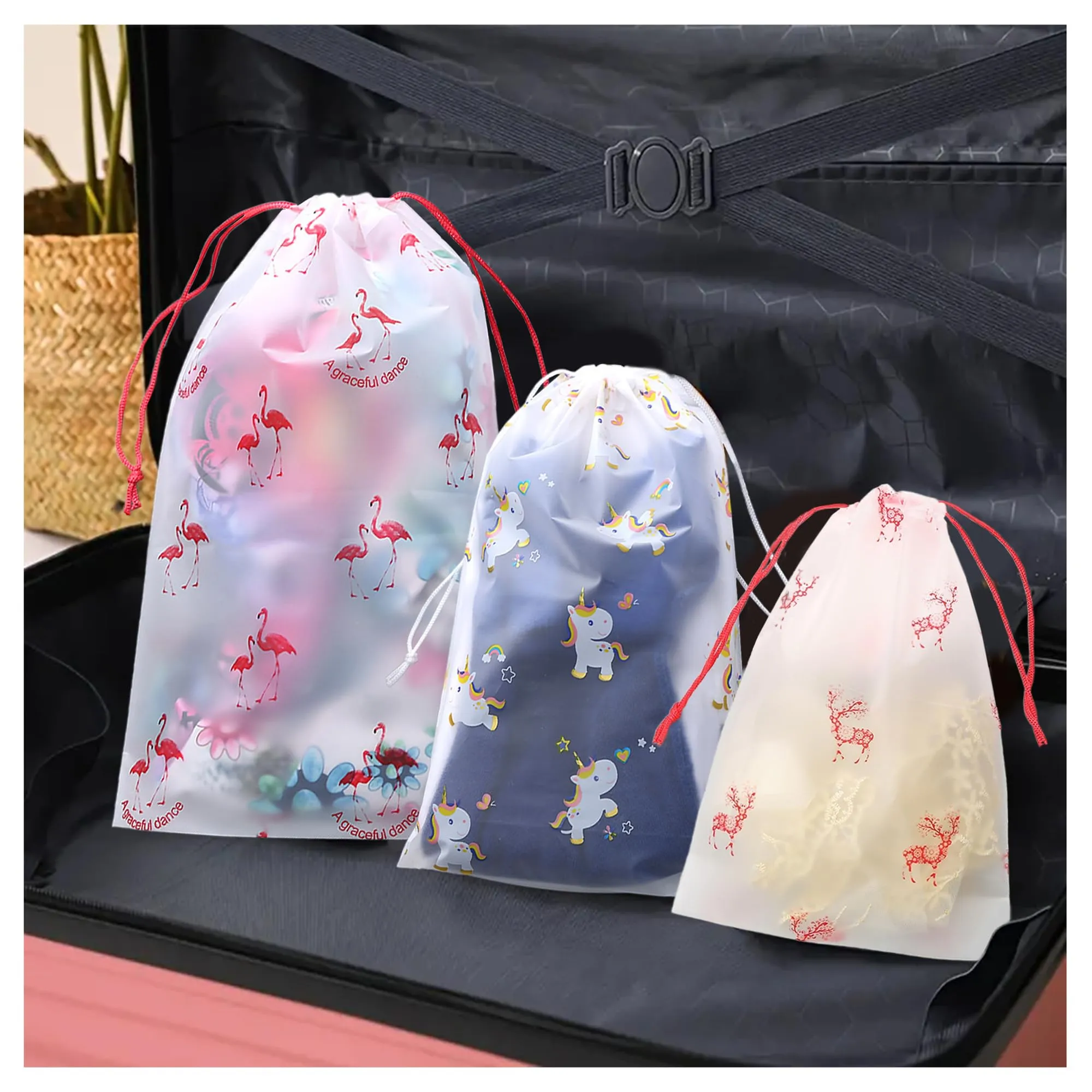 Dantolo Borsa Porta Scarpe da Viaggio, 30 Pezzi, Impermeabile e Antipolvere con Coulisse, 3 Misure - immagine 8