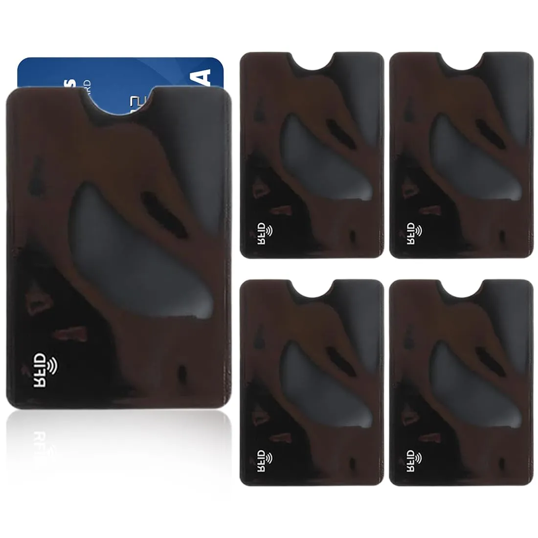 WJRQD RFID Blocking Credit Card Sleeves, 5 PCS, Black - immagine 1